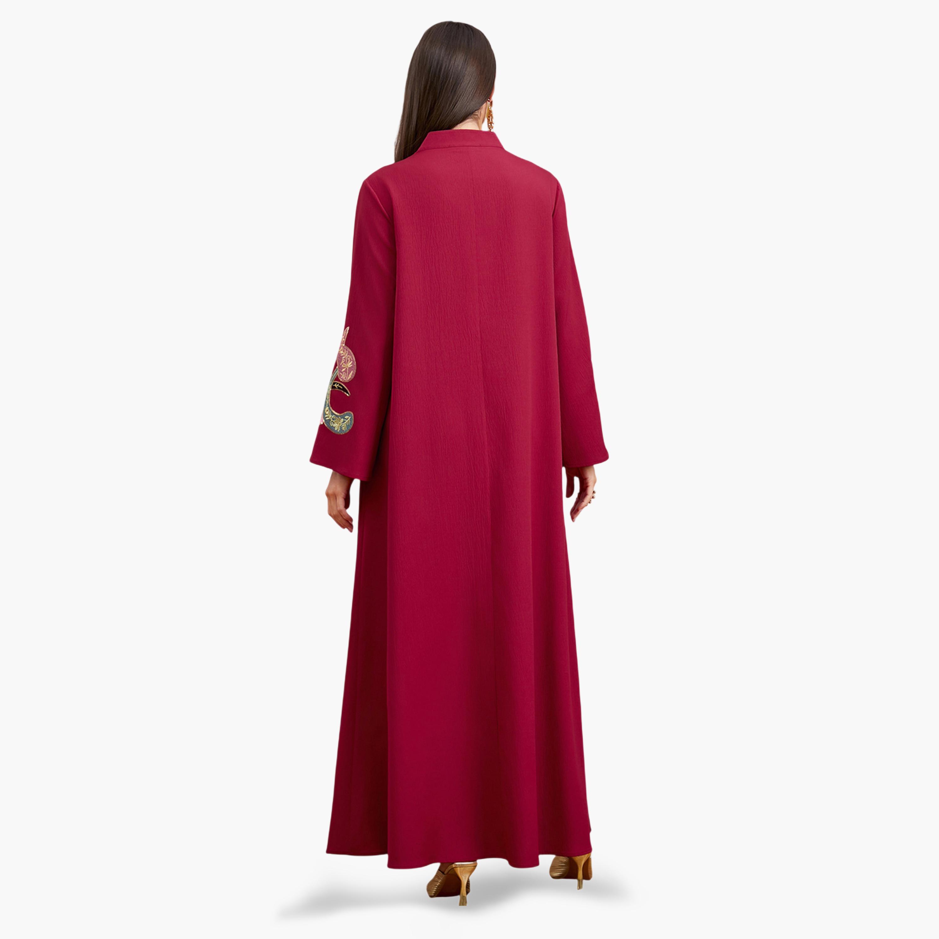 Take Two Red Long Sleeves Embroidered Maxi Jalabiya-women-arabicclothing-jalabiyas-image-2