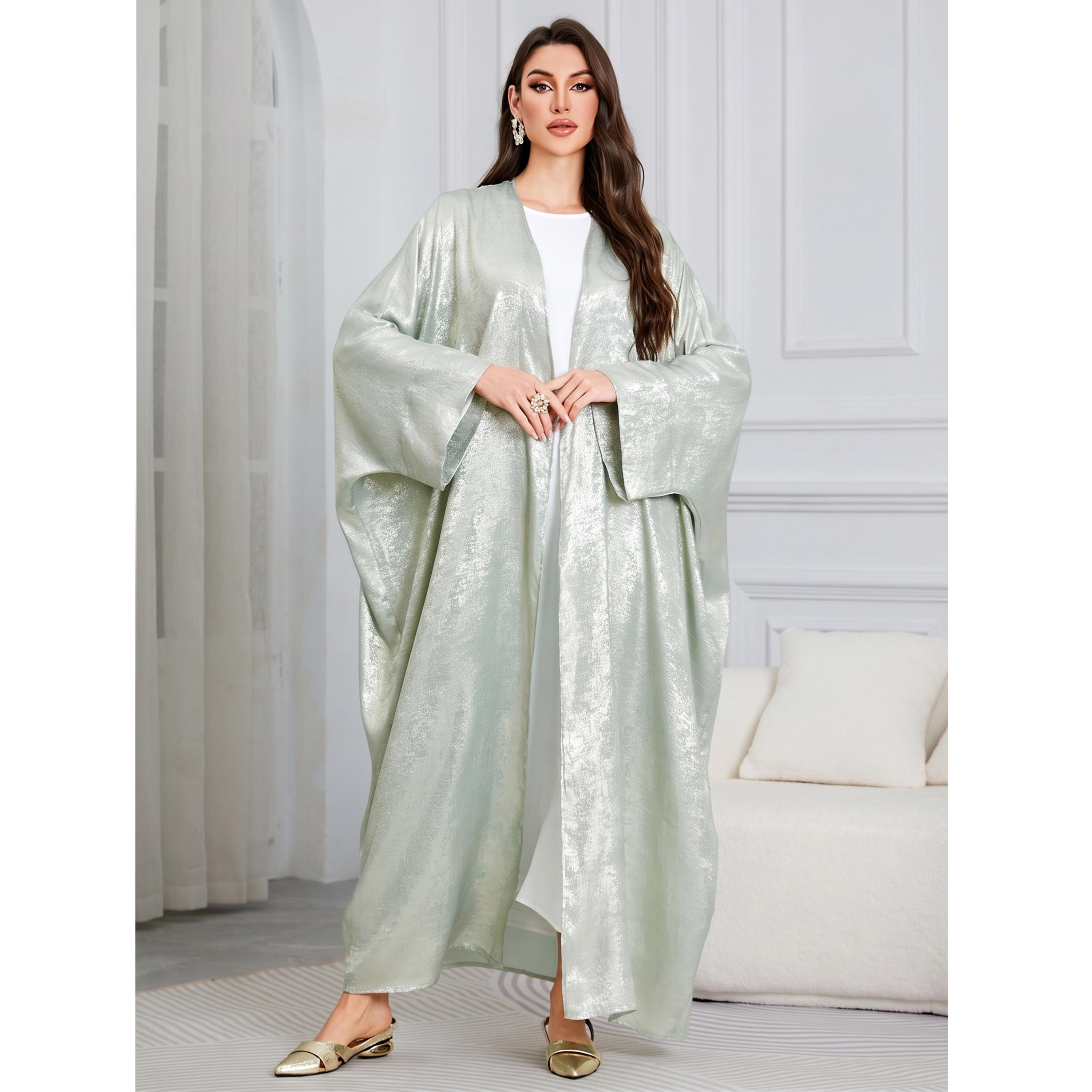 عباية مفتوحة من الأمام بأكمام خفاش لون أخضر-women-arabicclothing-abayas-image-5