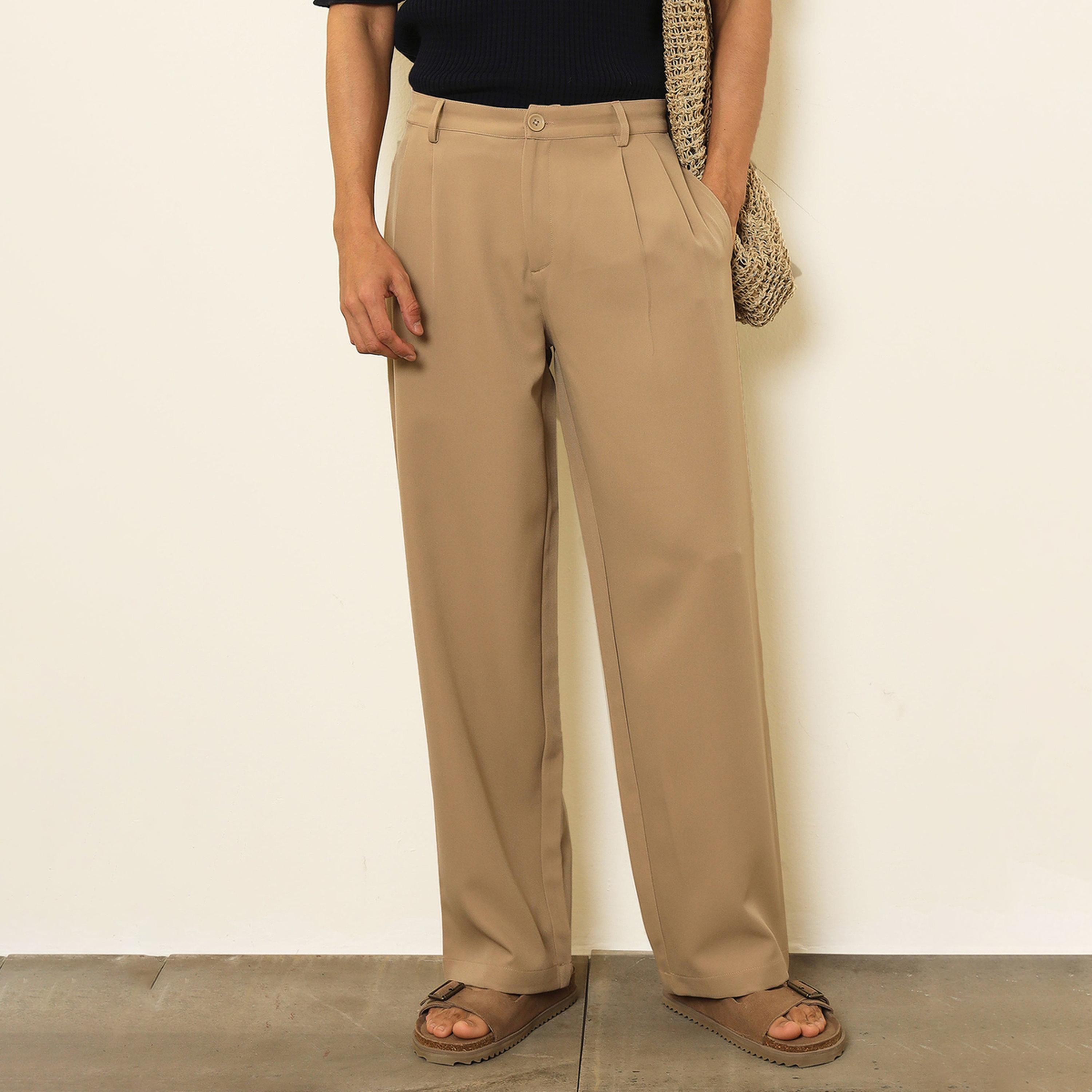 Sassafras X Styli Men Double-Pleated Basic Korean Pants-men-clothing-trousersandchinos-trousers-image-1