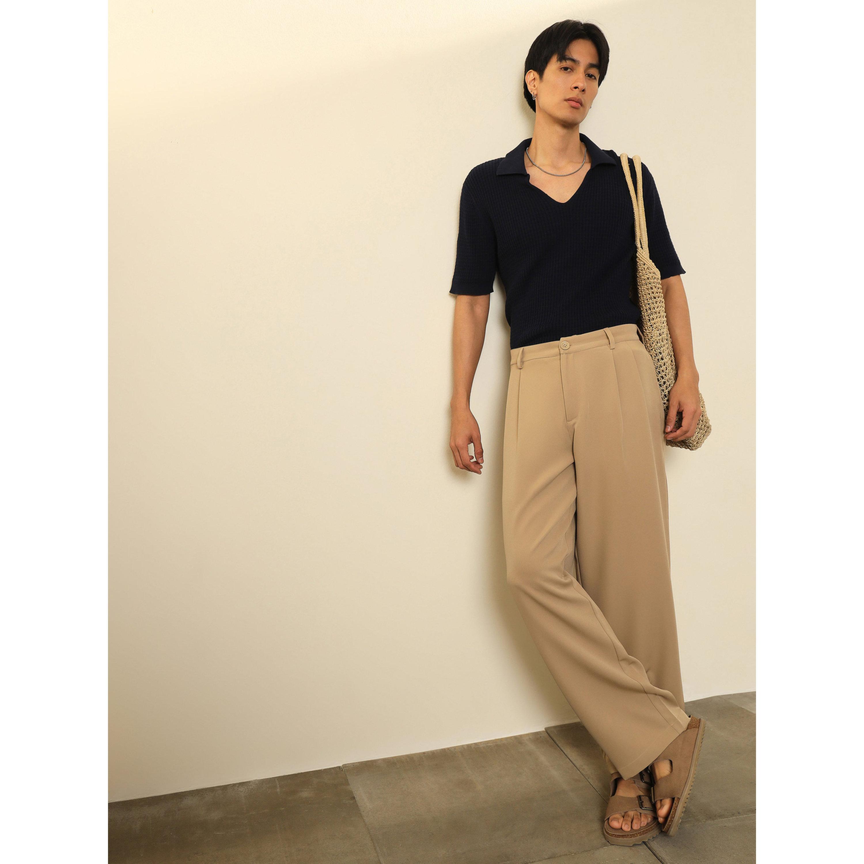 Sassafras X Styli Men Double-Pleated Basic Korean Pants-men-clothing-trousersandchinos-trousers-image-2