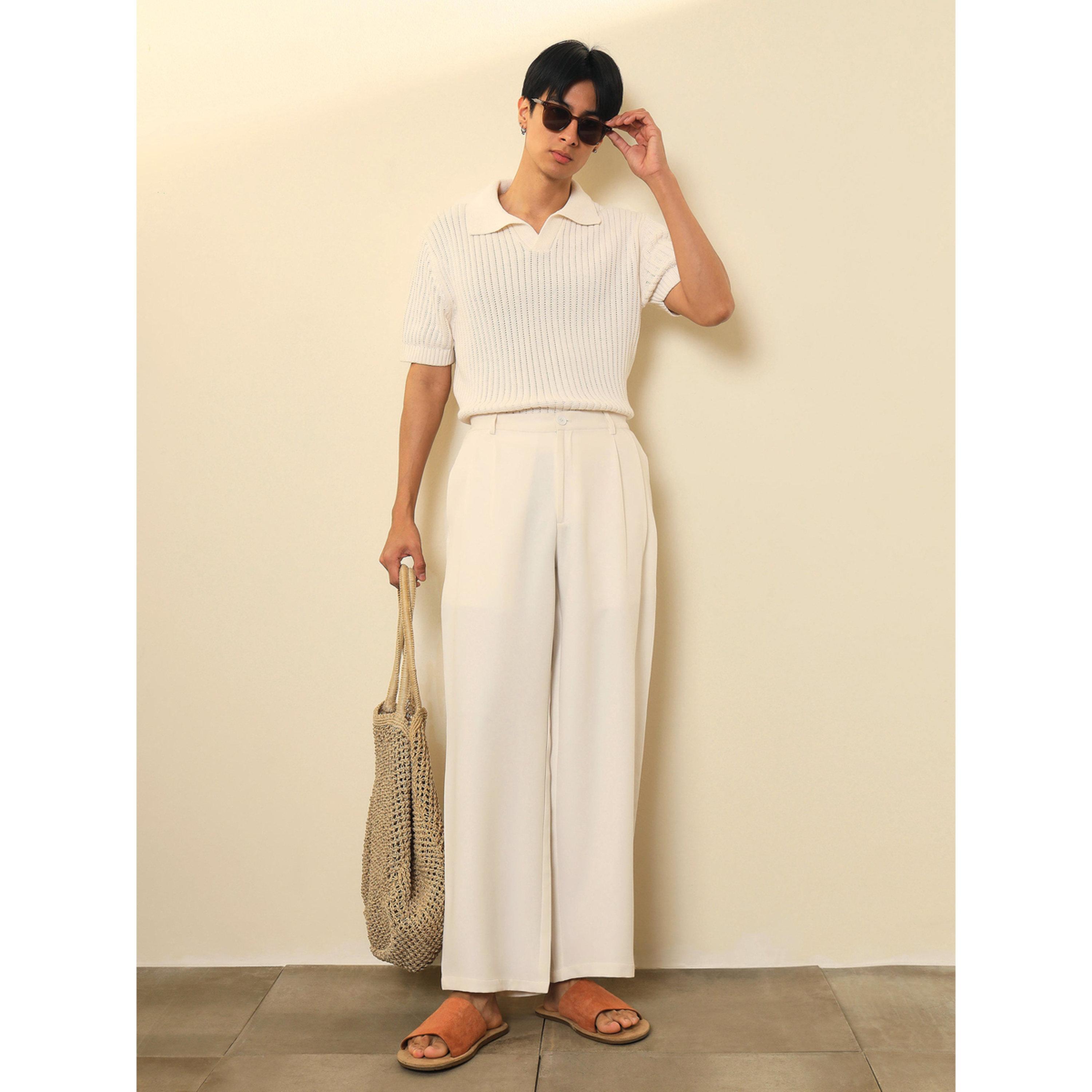 بنطال كوري أساسي بطيات مزدوجة للرجال-men-clothing-trousersandchinos-trousers-image-2