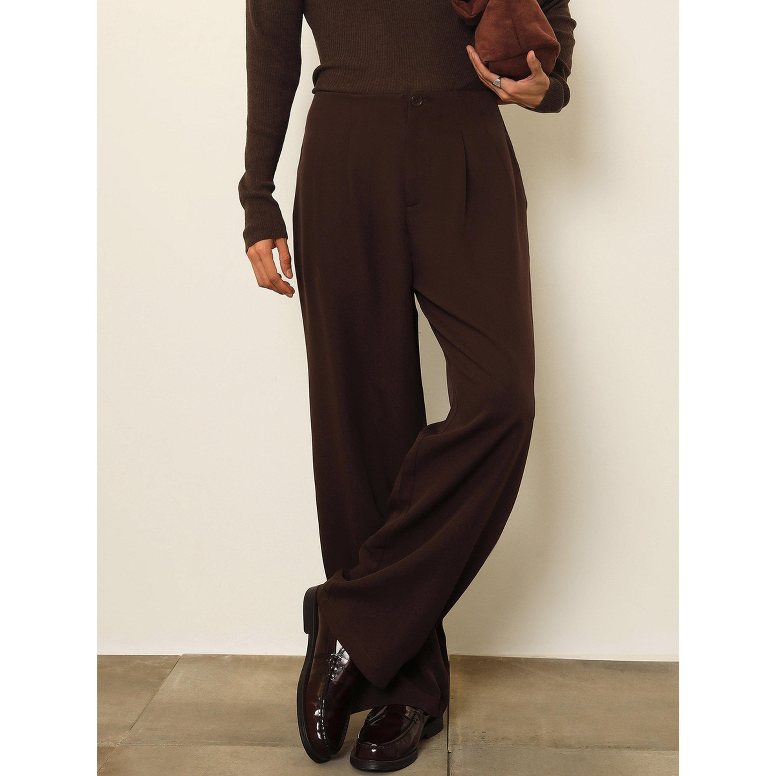 Sassafras X Styli Dark Brown Dual-Dart High Rise Korean Pants-men-clothing-trousersandchinos-trousers-image-1