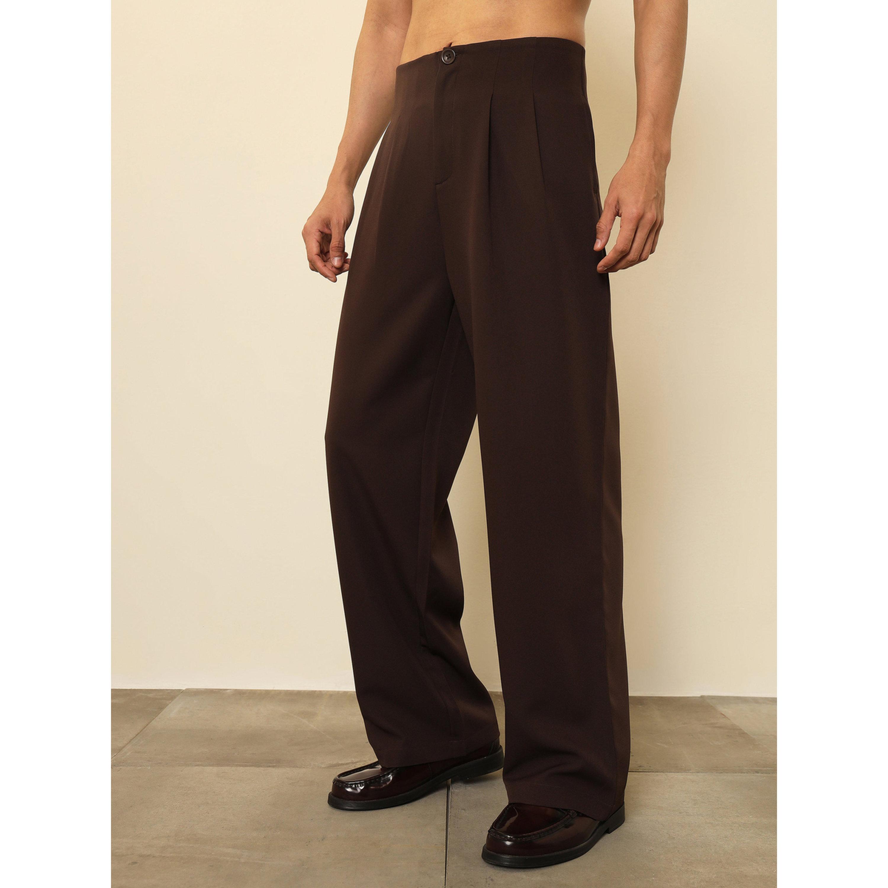 Sassafras X Styli Dark Brown Dual-Dart High Rise Korean Pants-men-clothing-trousersandchinos-trousers-image-3