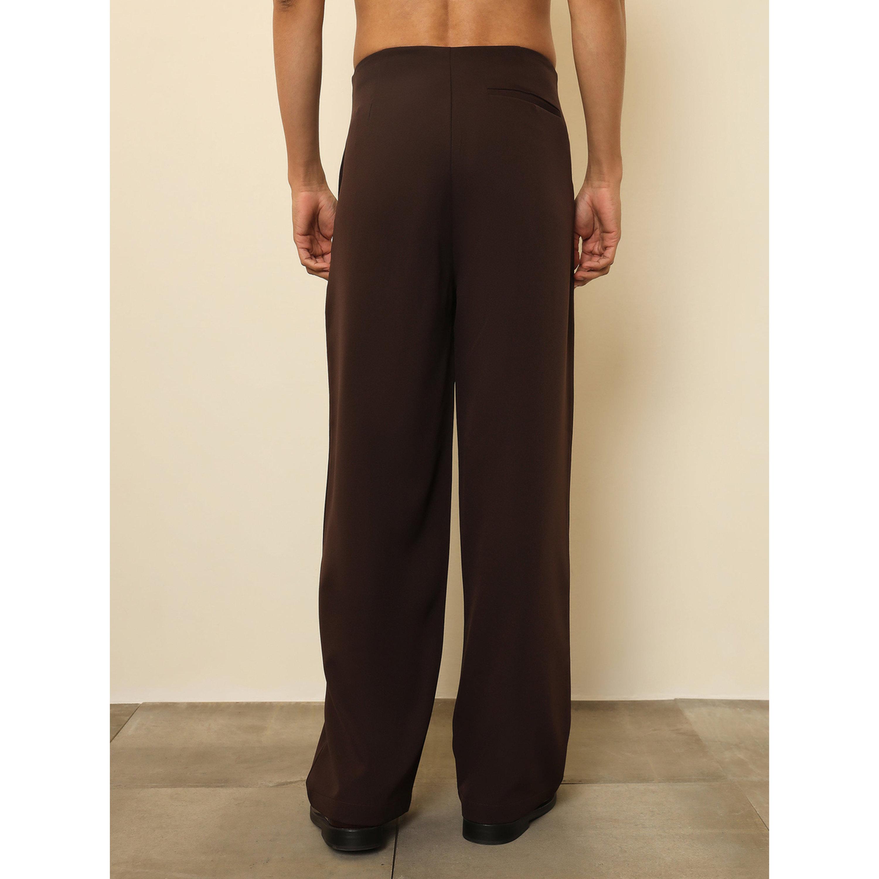 Sassafras X Styli Dark Brown Dual-Dart High Rise Korean Pants-men-clothing-trousersandchinos-trousers-image-5