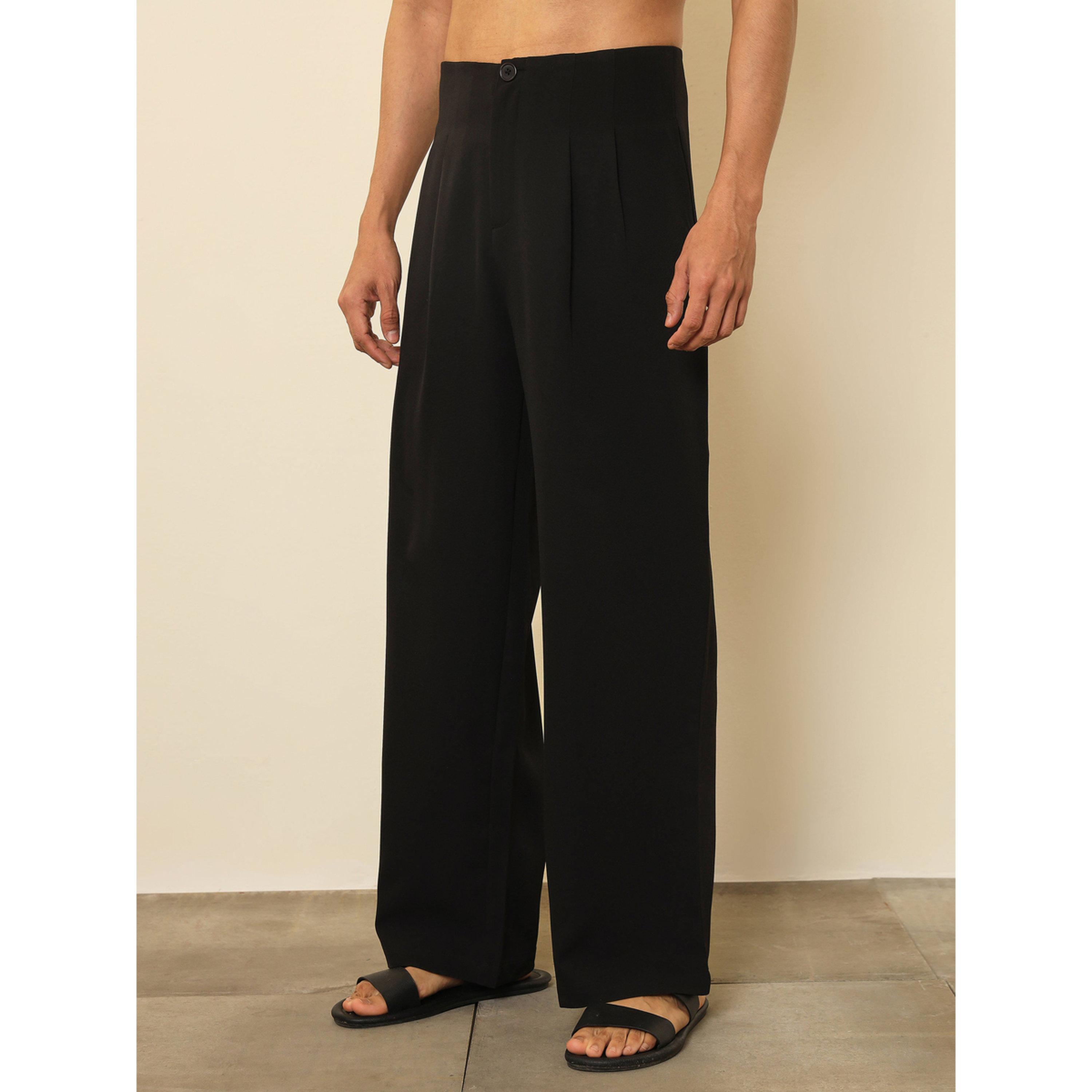 Sassafras X Styli Men Black Dual-Dart High Rise Korean Pants-men-clothing-trousersandchinos-trousers-image-3