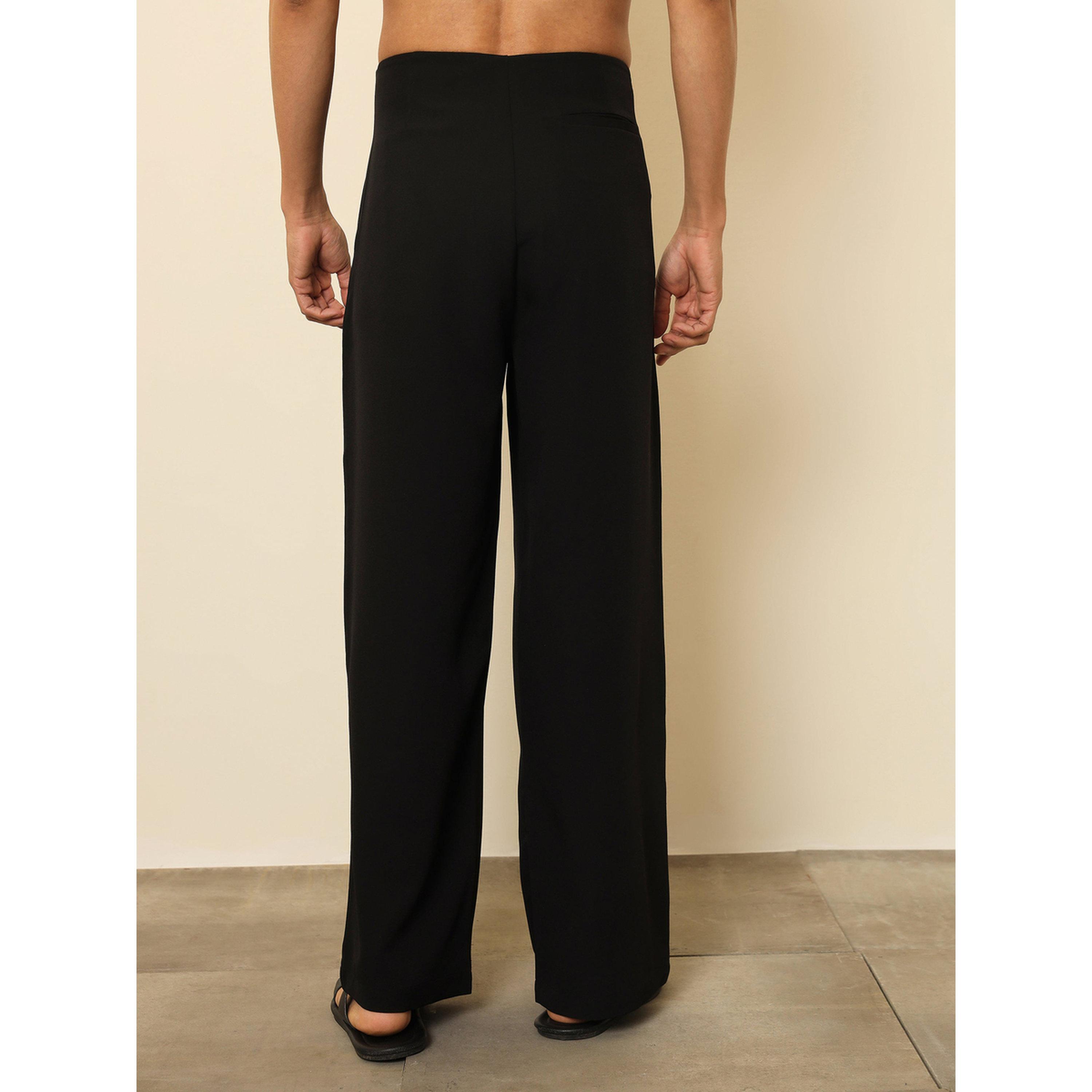 Sassafras X Styli Men Black Dual-Dart High Rise Korean Pants-men-clothing-trousersandchinos-trousers-image-5