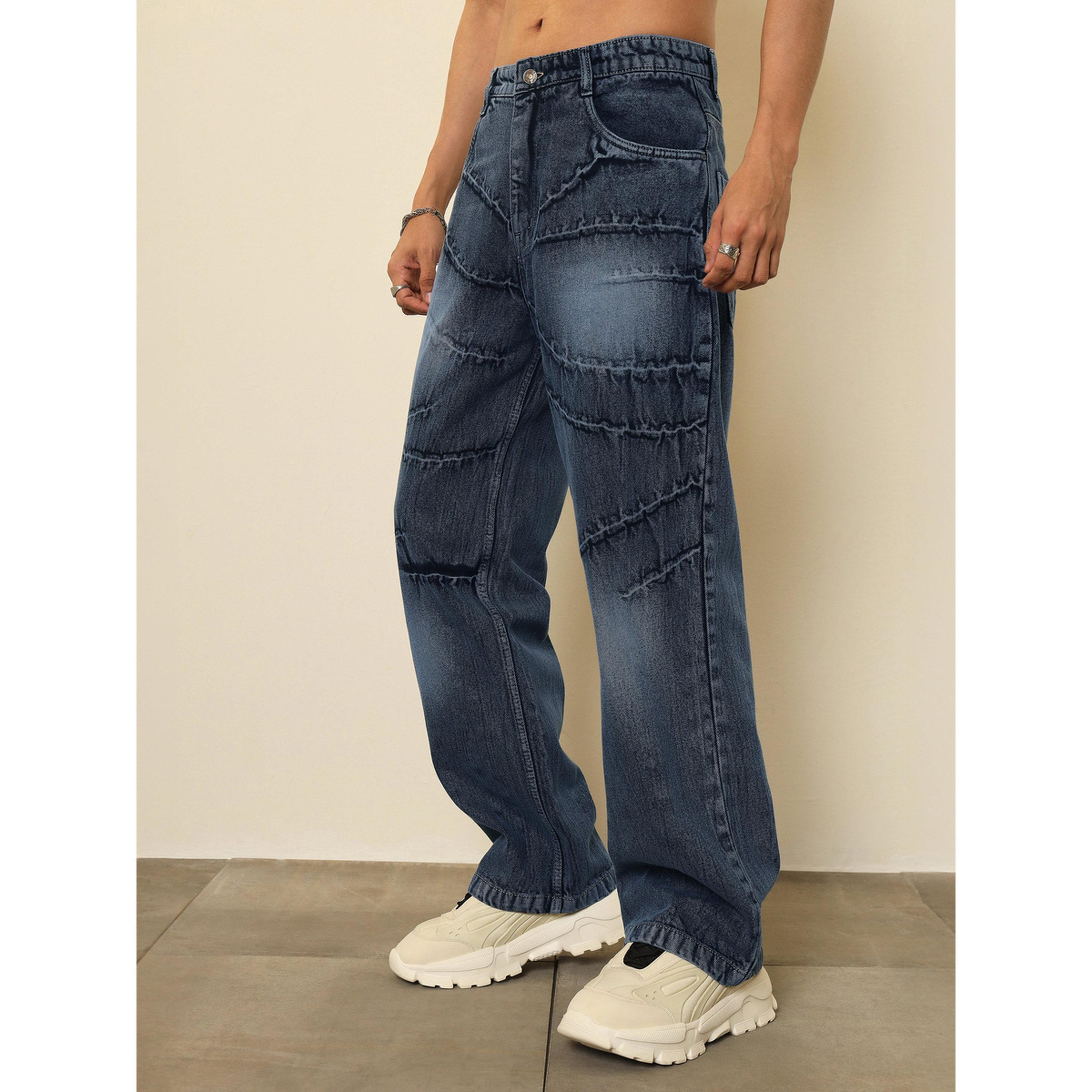 جينز بقصة مريحة بمظهر غسيل مجعد للرجال-men-clothing-jeans-image-1