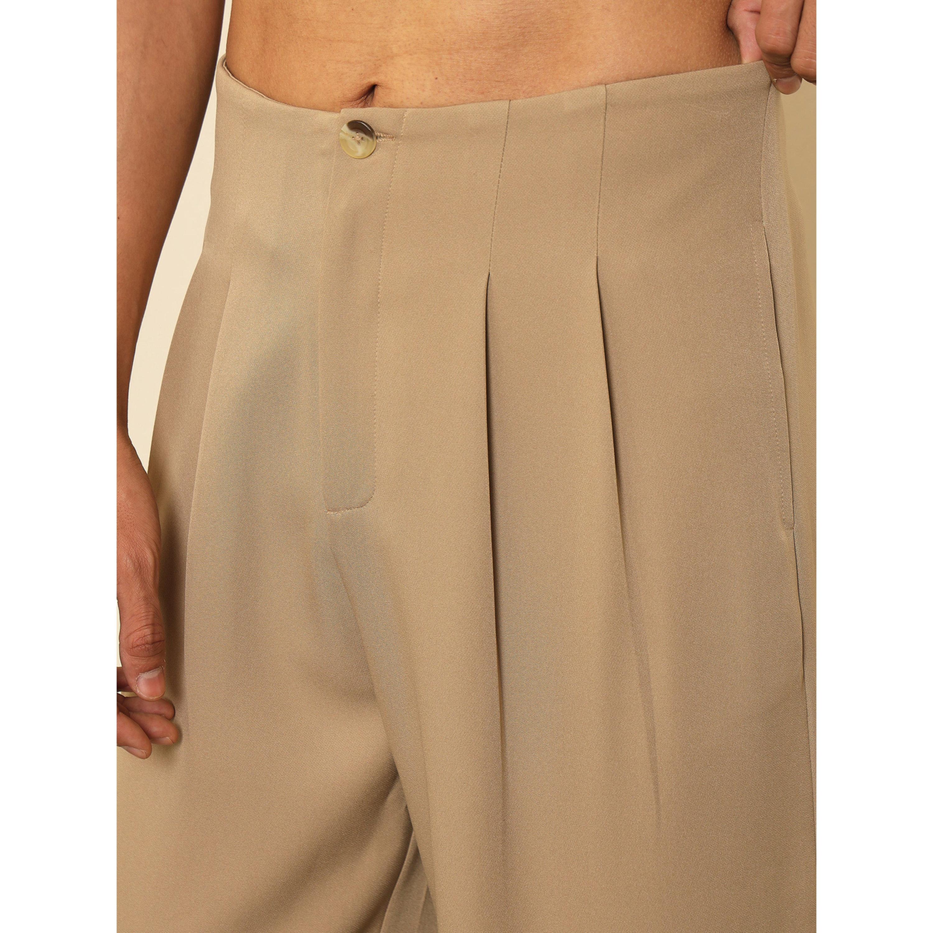 بنطال كوري بخصر مرتفع وتفاصيل بنمط بنسين مزدوجين للرجال-men-clothing-trousersandchinos-trousers-image-4