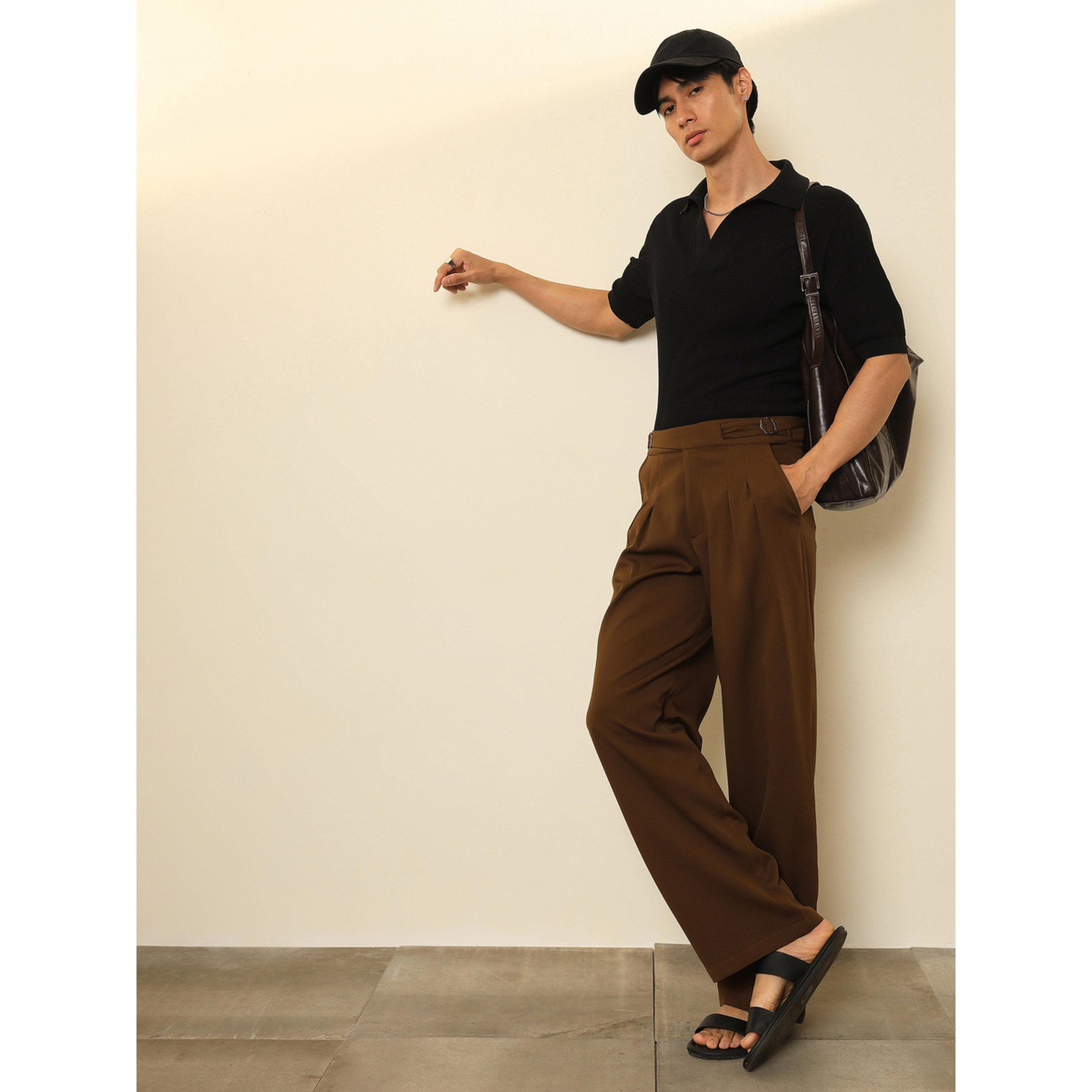 بنطال كوري بحزام خصر مزدوج قابل للتعديل للرجال-men-clothing-trousersandchinos-trousers-image-2