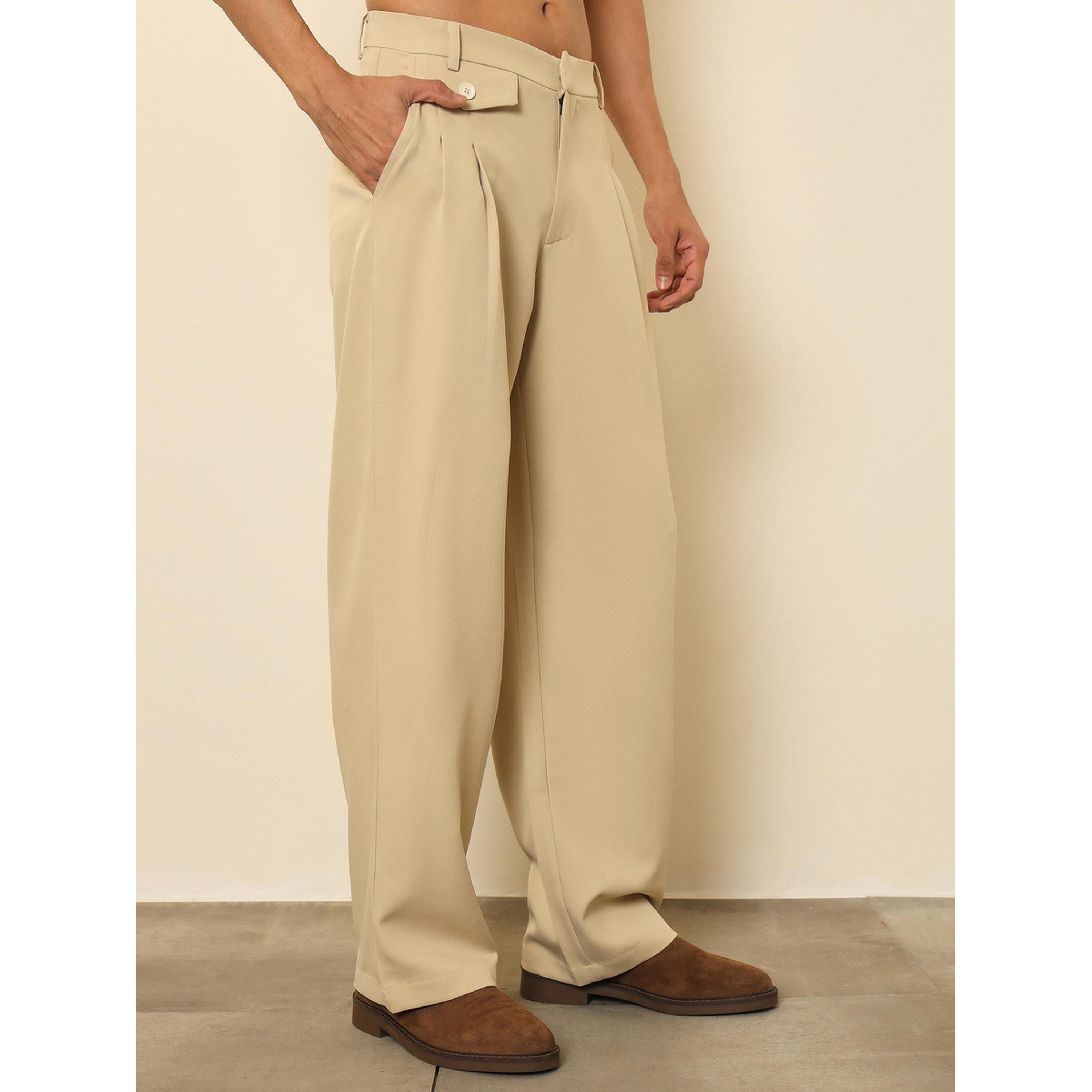 بنطال كوري بثنيات وجيب بغطاء وهمي للرجال-men-clothing-trousersandchinos-trousers-image-3