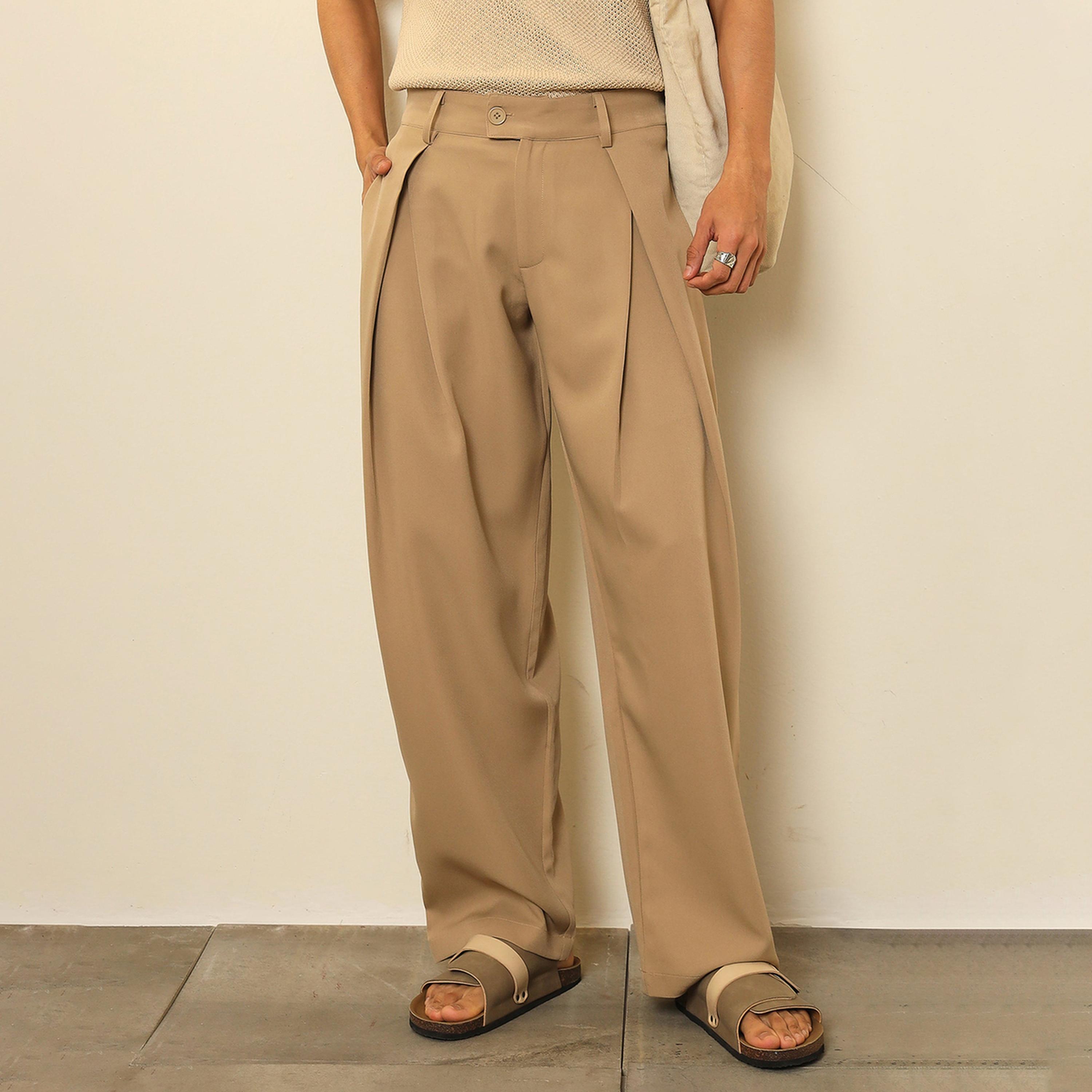 Sassafras X Styli Men Overlapping Pleated Korean Pants-men-clothing-trousersandchinos-trousers-image-1