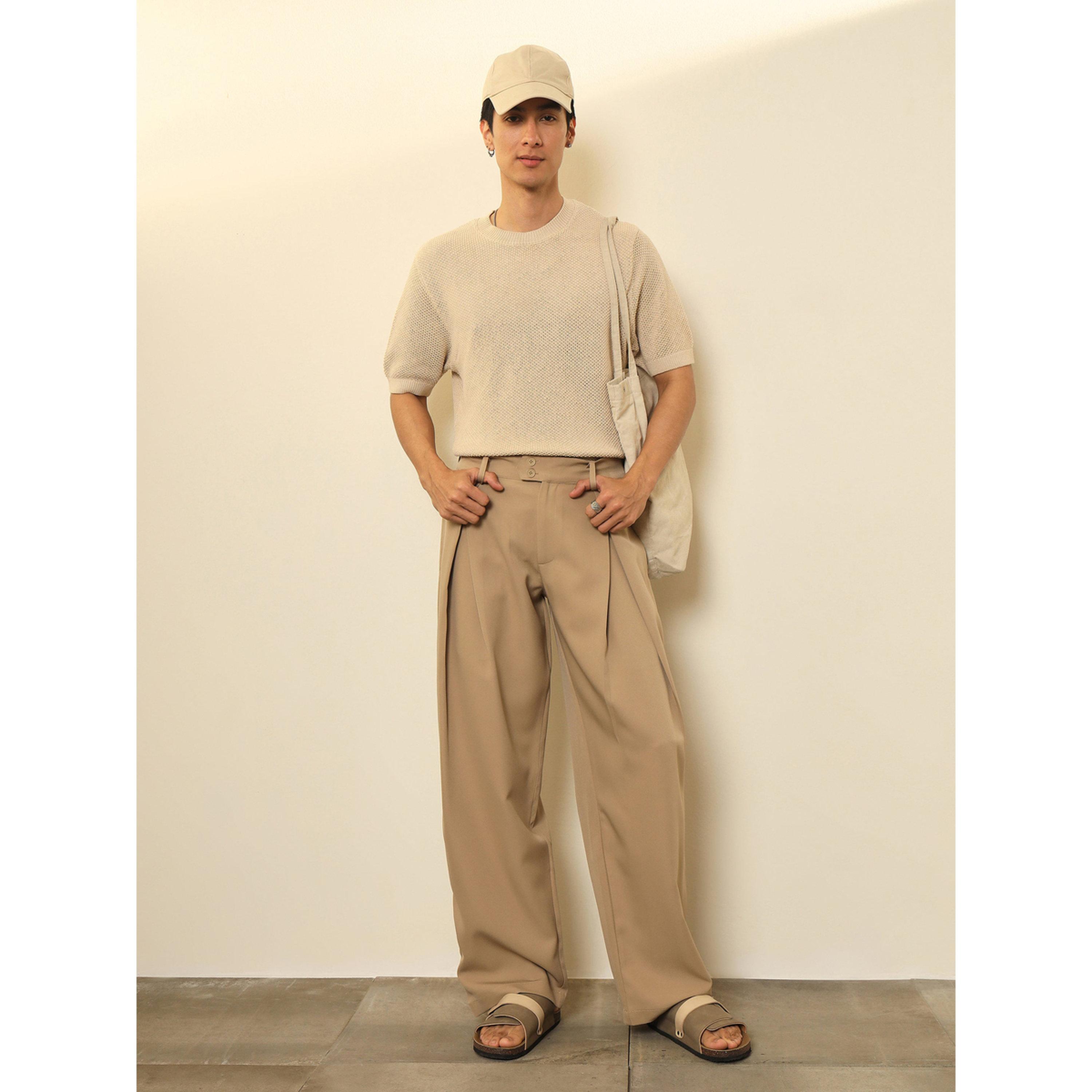 Sassafras X Styli Men Overlapping Pleated Korean Pants-men-clothing-trousersandchinos-trousers-image-2