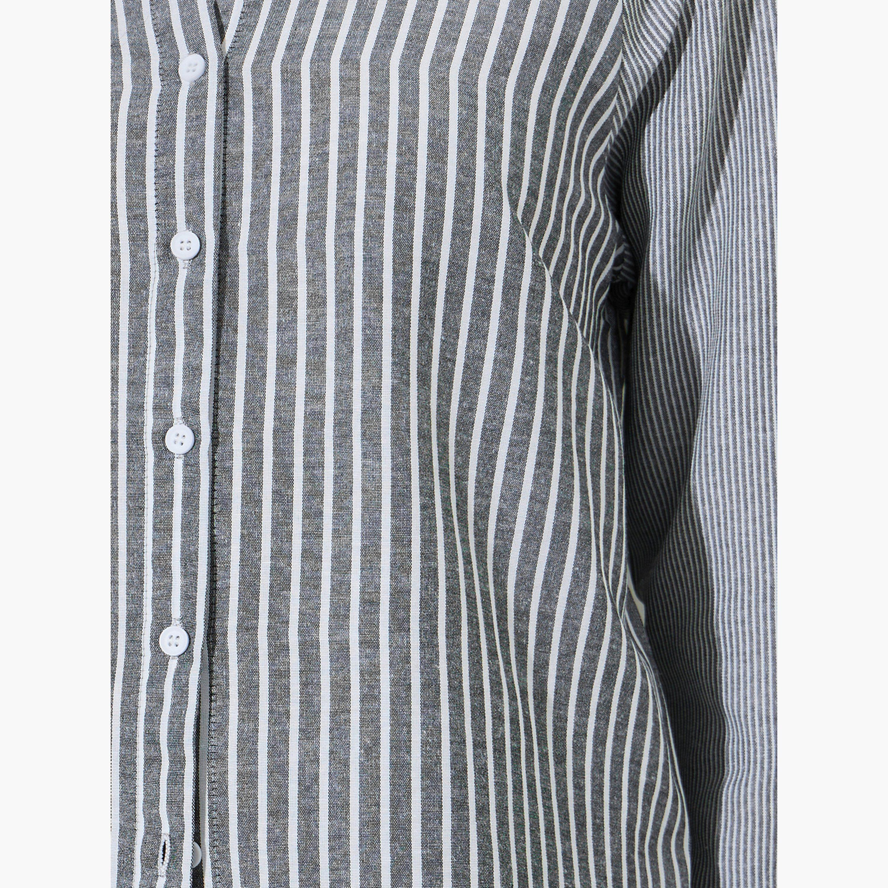 ستايلي - قميص أسود مخطط بأكمام راجلان-women-clothing-shirtsandblouses-shirts-image-5