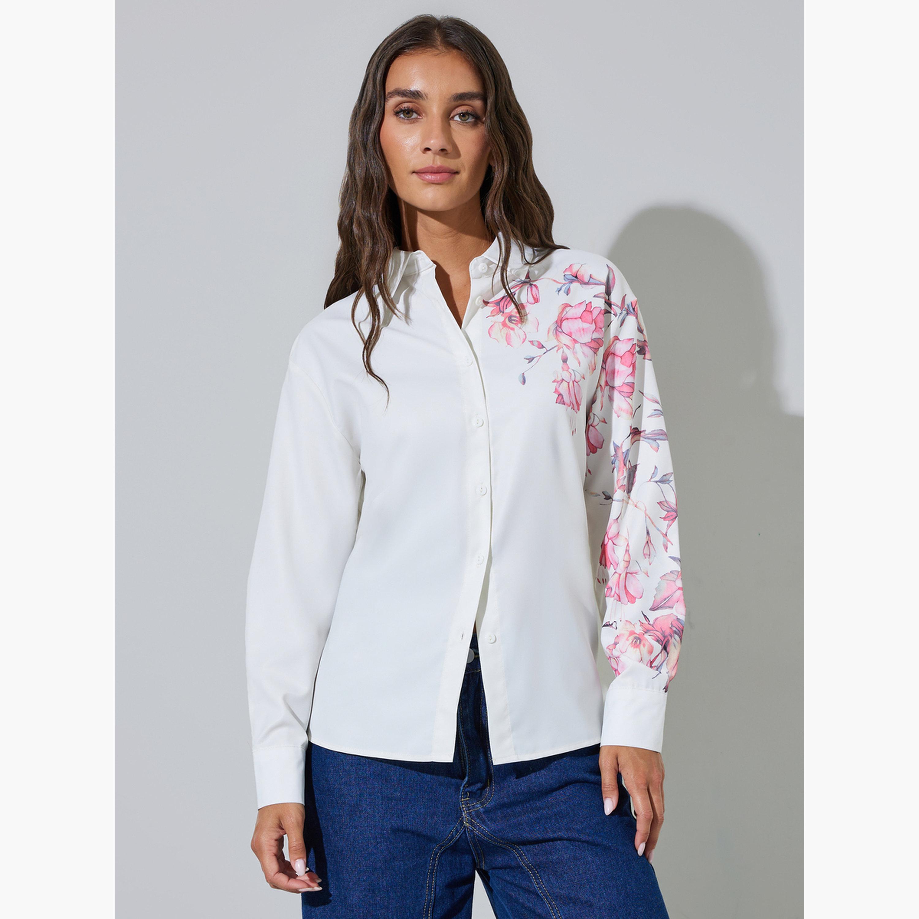 بلوزة بأكمام طويلة وطبعة زهور-women-clothing-shirtsandblouses-shirts-image-1