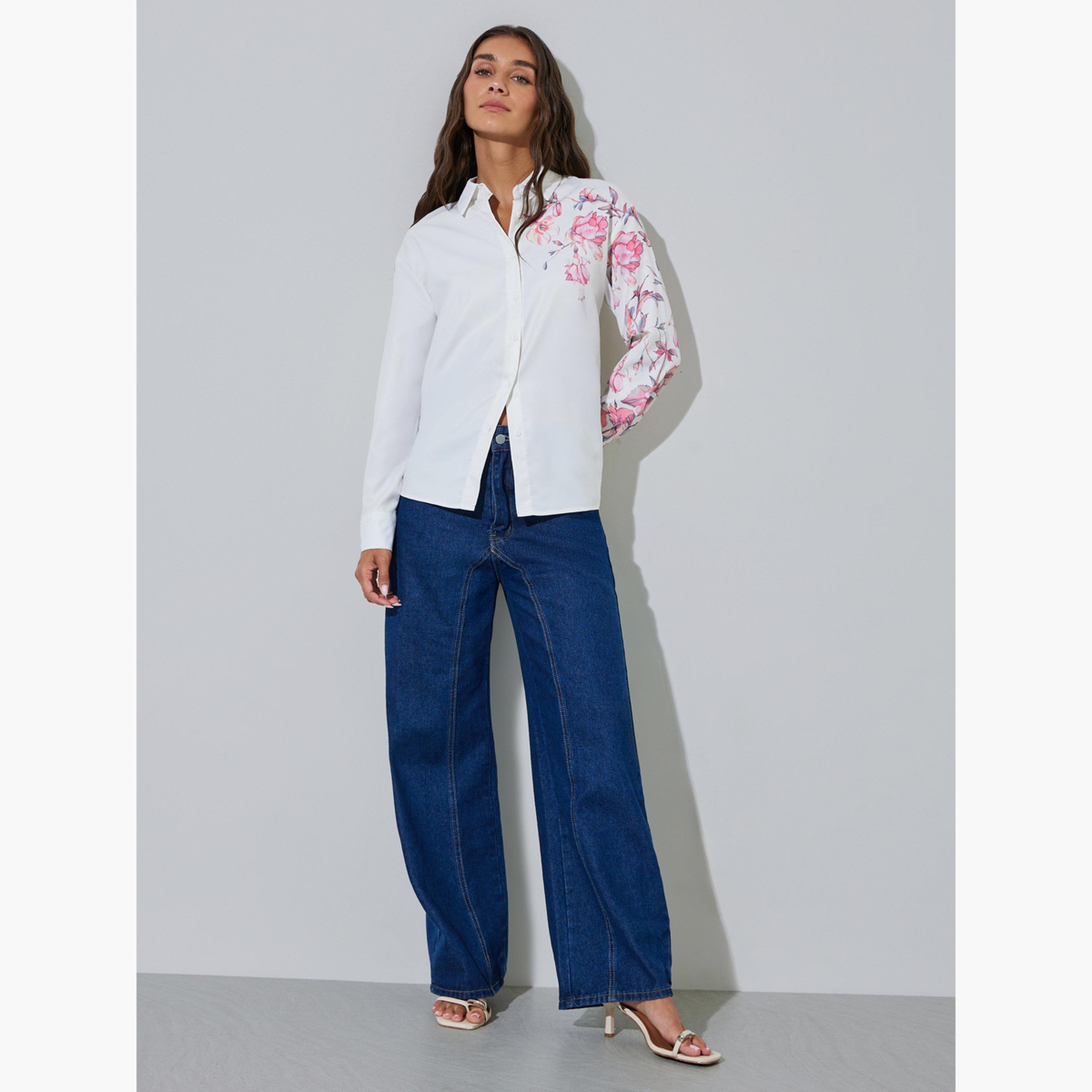 بلوزة بأكمام طويلة وطبعة زهور-women-clothing-shirtsandblouses-shirts-image-2