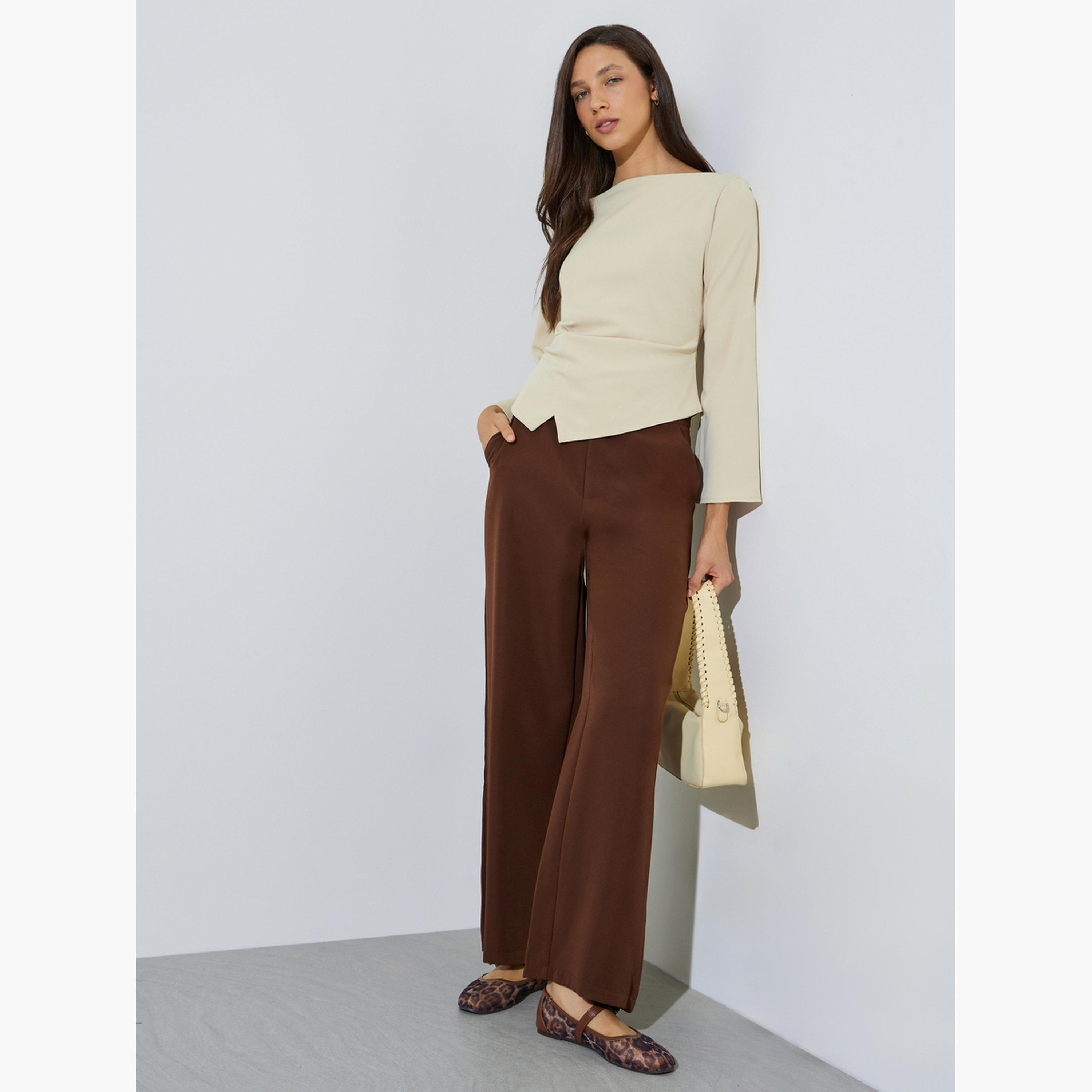 بلوزة بأكمام واسعة وحافة غير متماثلة الطول-women-clothing-shirtsandblouses-blouses-image-2