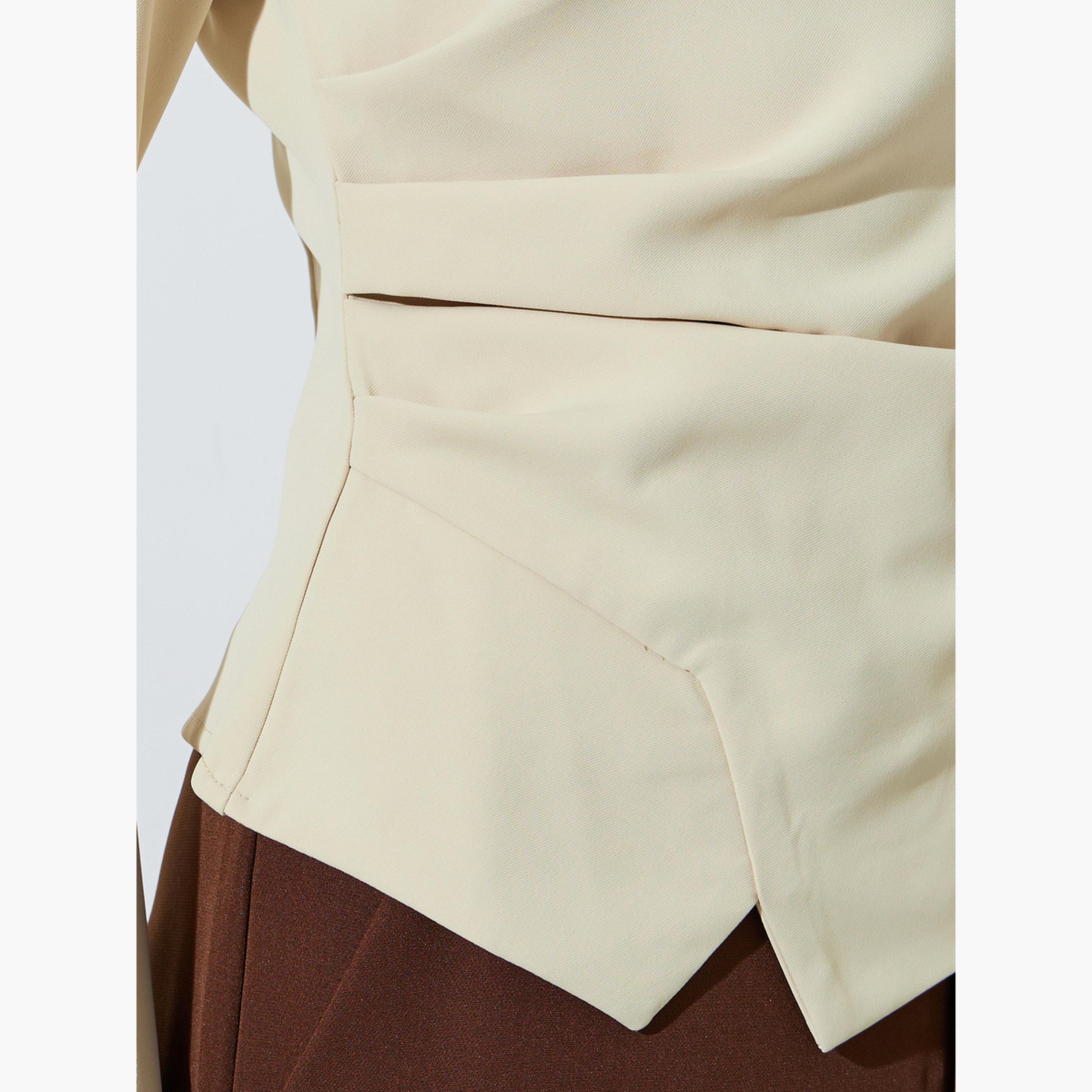 Styli Butter Yellow Flared Sleeve Blouse with Asymmetric Hem-women-clothing-shirtsandblouses-blouses-image-5