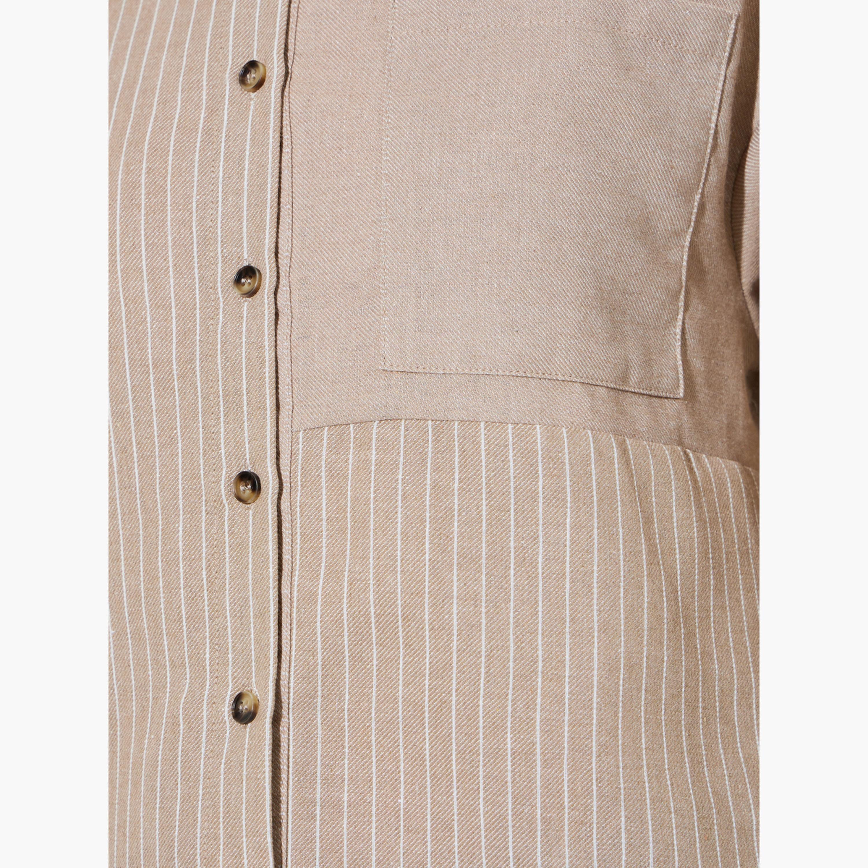 بلوزة قصة طويلة بنمط مخطط وتفاصيل جيب وأزرار-women-clothing-shirtsandblouses-shirts-image-6