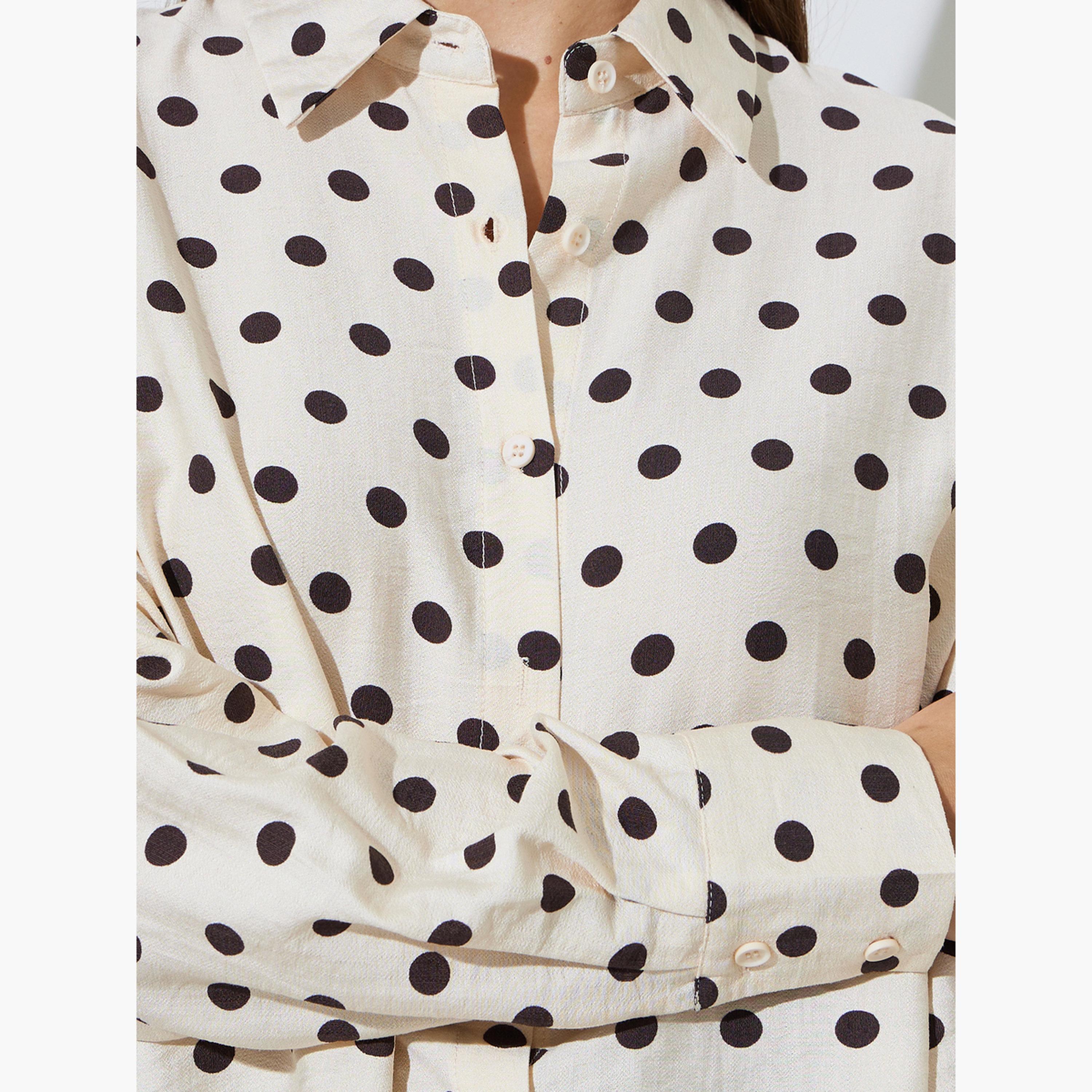 Styli Off-White Polka Dot Long Sleeve Regular Fit Shirt-women-clothing-shirtsandblouses-shirts-image-8