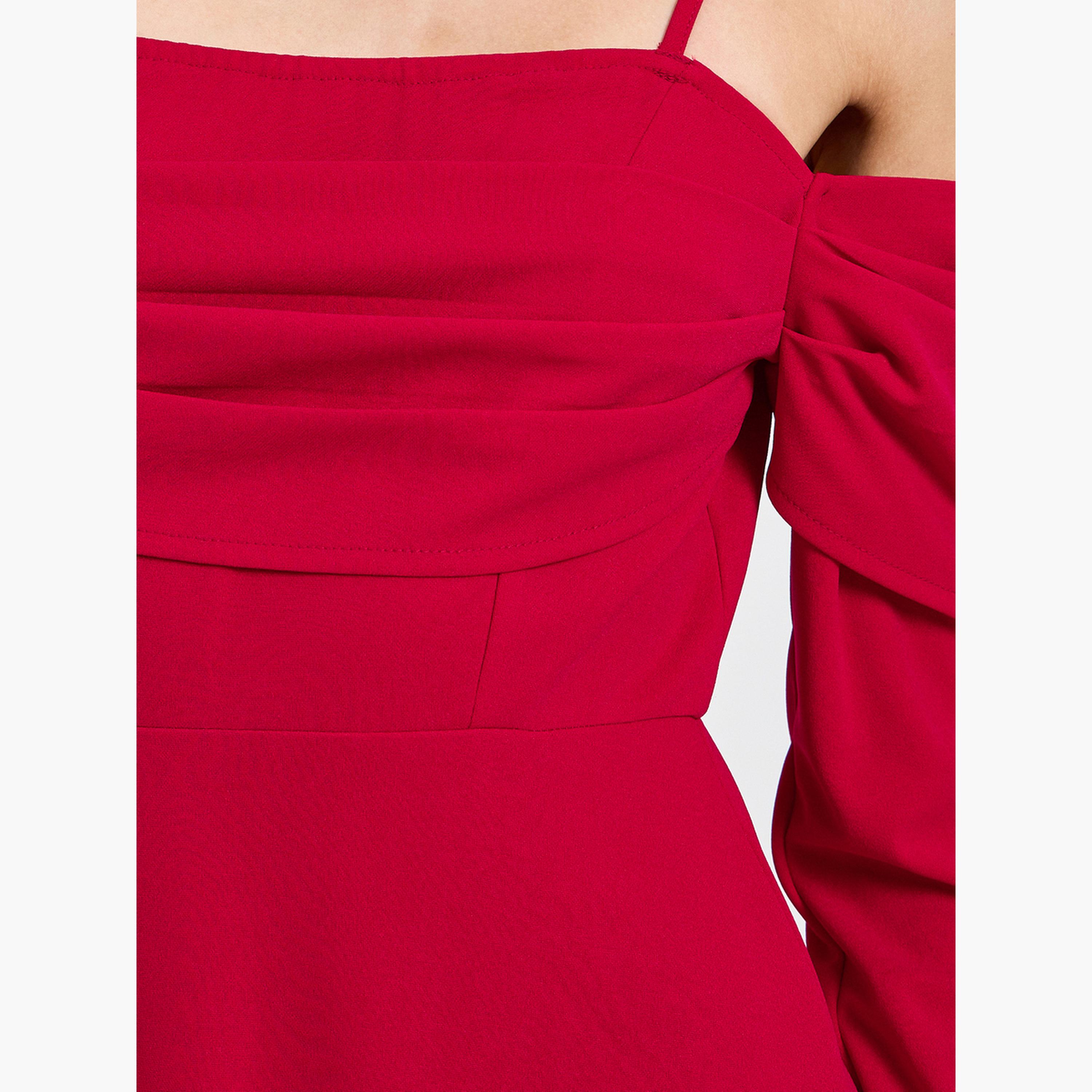 Styli Red Cold Shoulder A-Line Maxi Dress-women-clothing-dresses-image-5