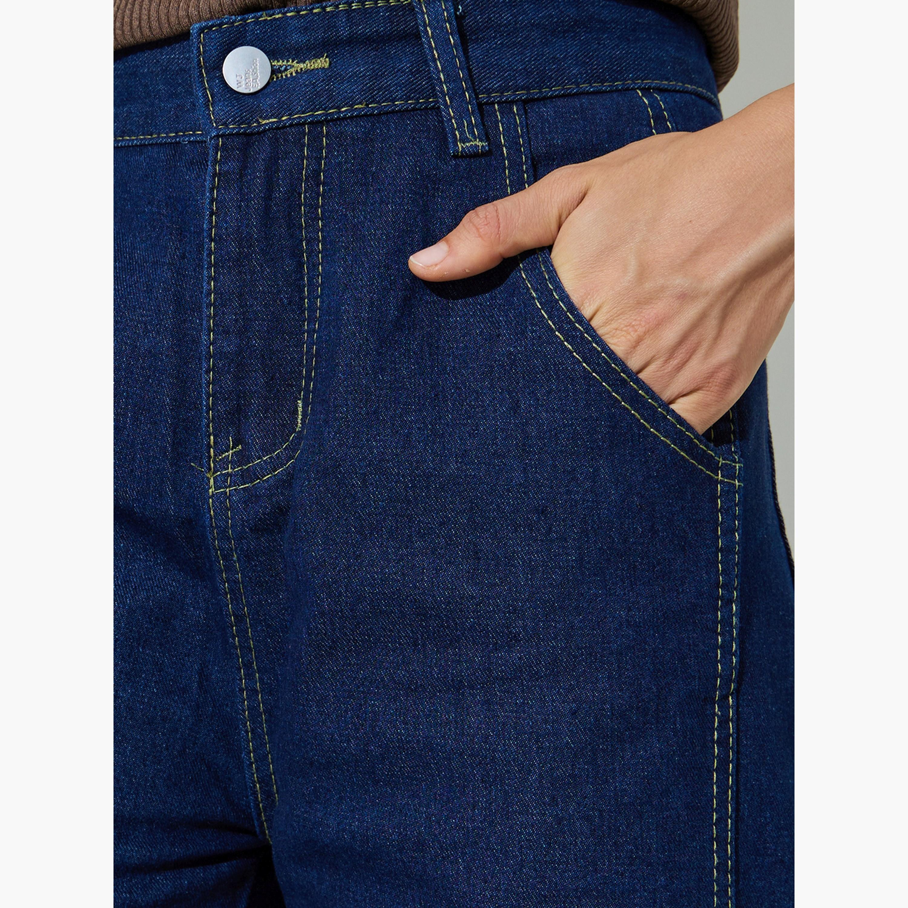 Styli Dark Blue Mid Rise Wide Leg Jeans-women-clothing-bottoms-jeans-image-3