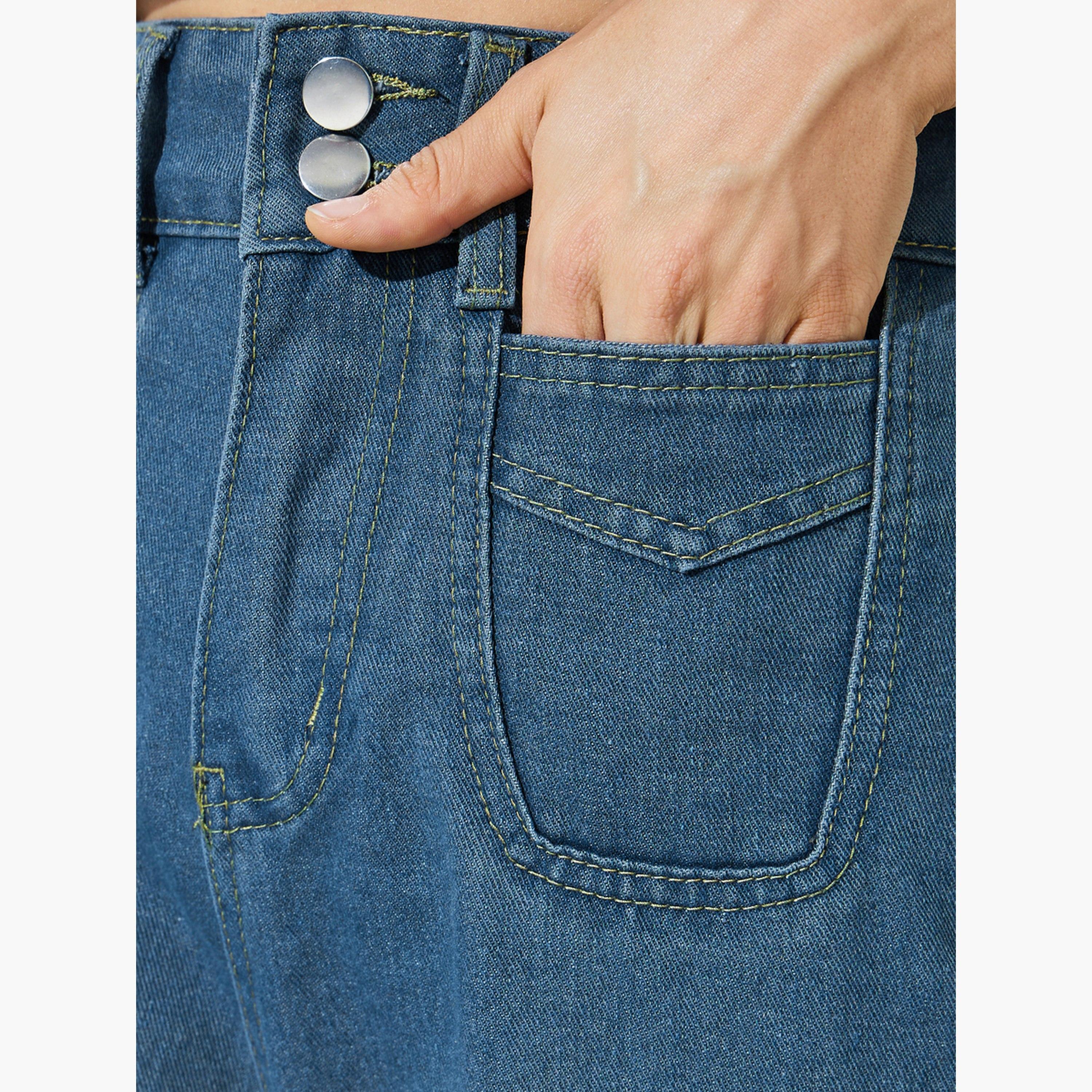Styli Medium Blue High Rise Wide Leg Jeans-women-clothing-bottoms-jeans-image-3