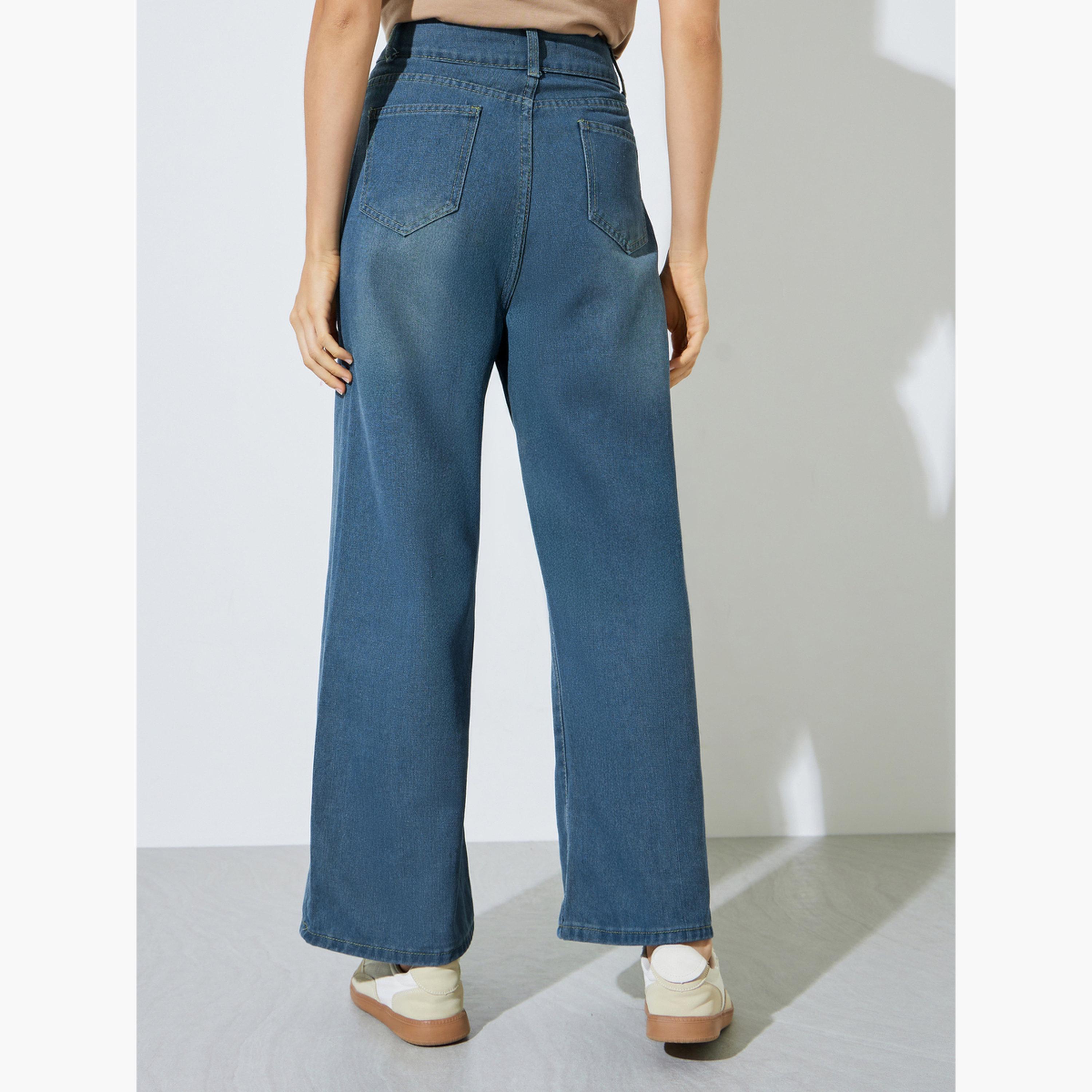 Styli Medium Blue High Rise Wide Leg Jeans-women-clothing-bottoms-jeans-image-4