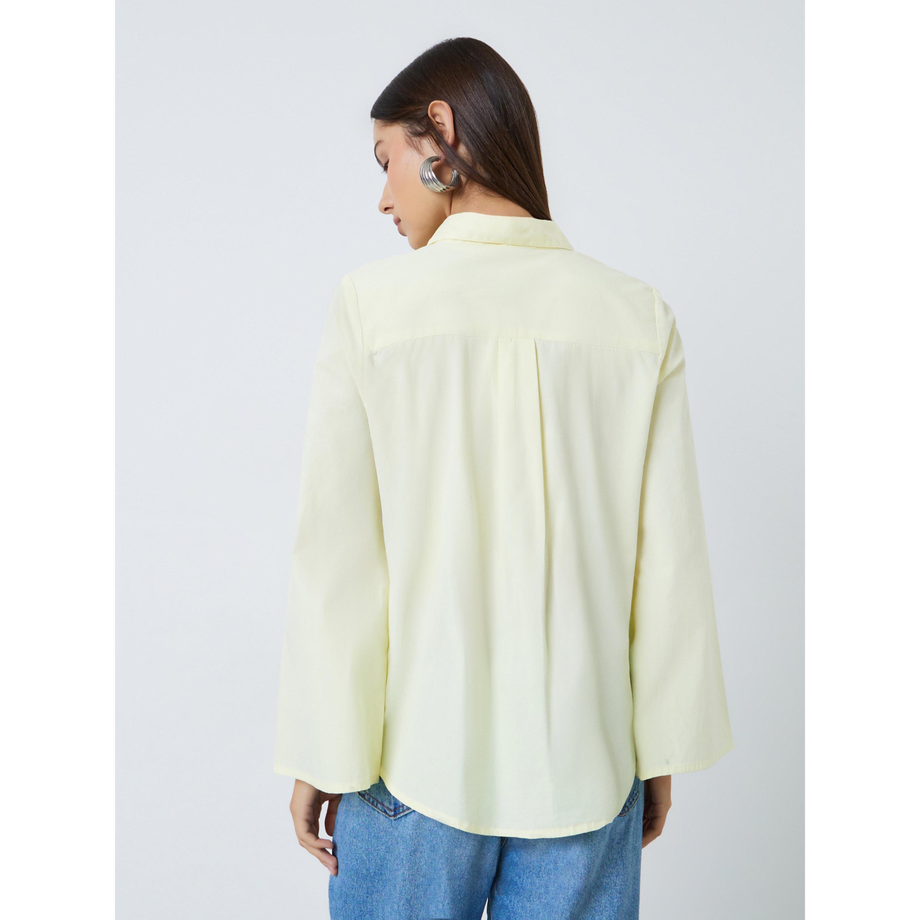 Styli Yellow Regular Fit Shirt with Flare Sleeves-women-clothing-shirtsandblouses-shirts-image-3
