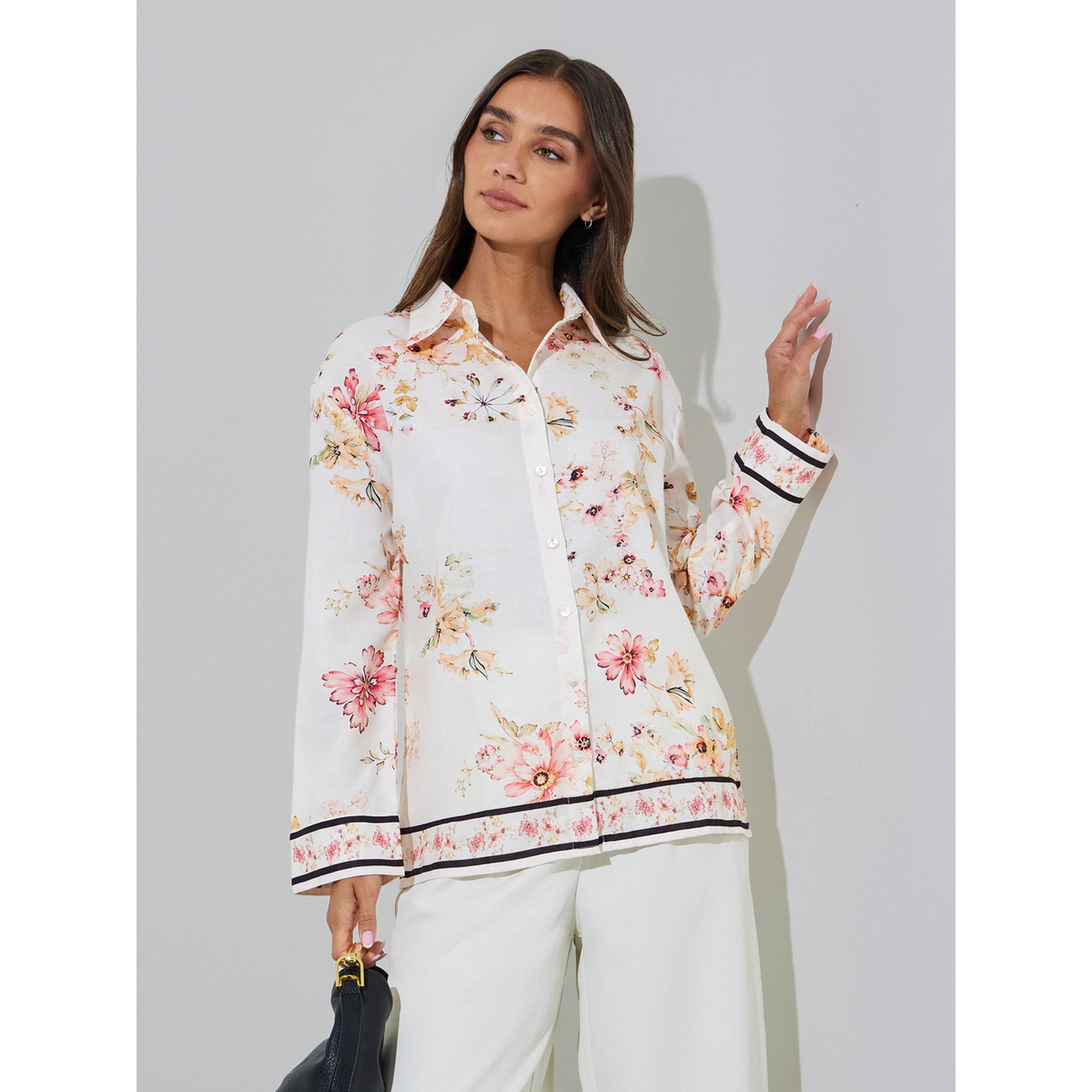 بلوزة واسعة بأكمام طويلة وطبعة زهور باللون السكري-women-clothing-shirtsandblouses-shirts-image-1