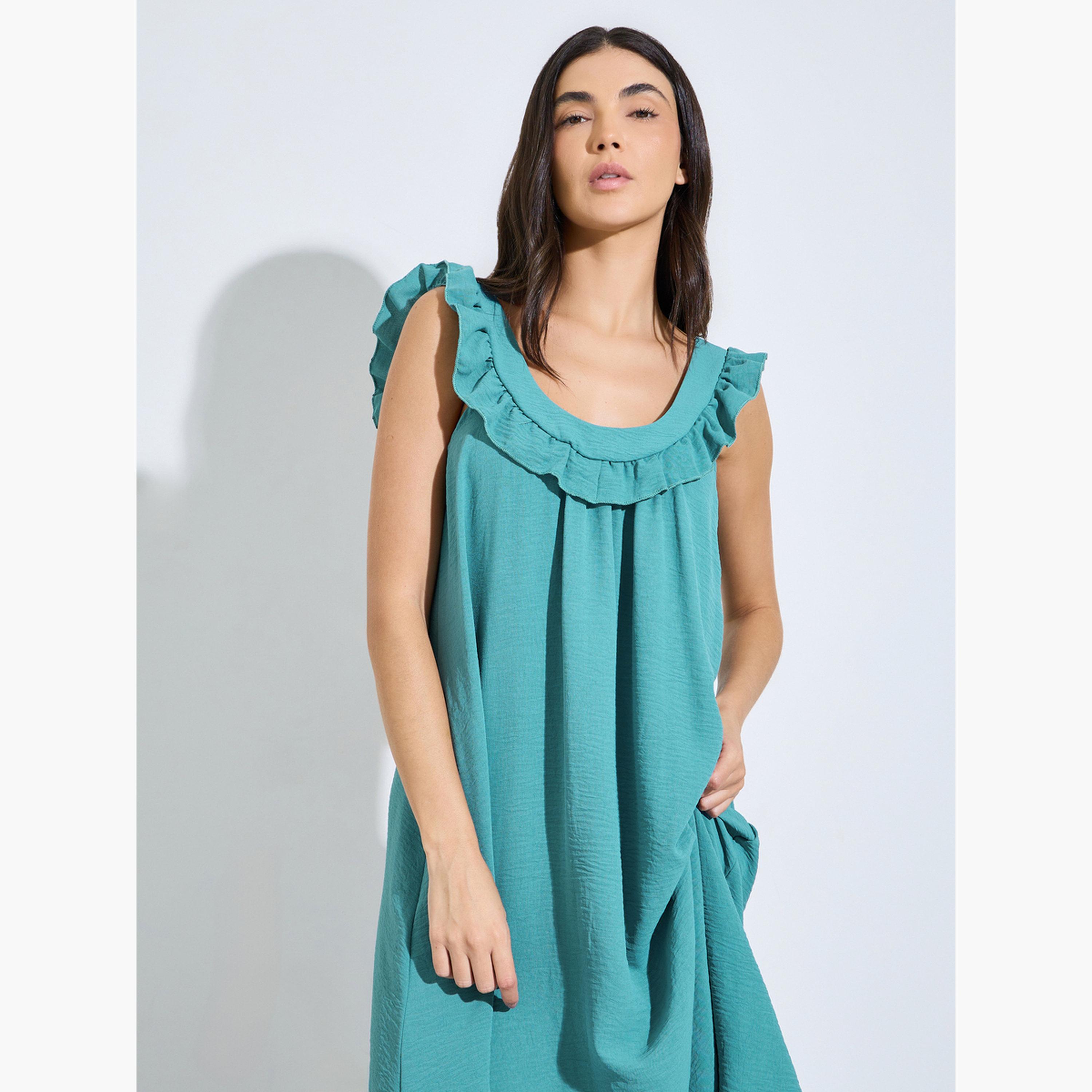 قميص نوم برباط خلفي وتفاصيل كشكشة-women-clothing-nightwear-nighties-image-3