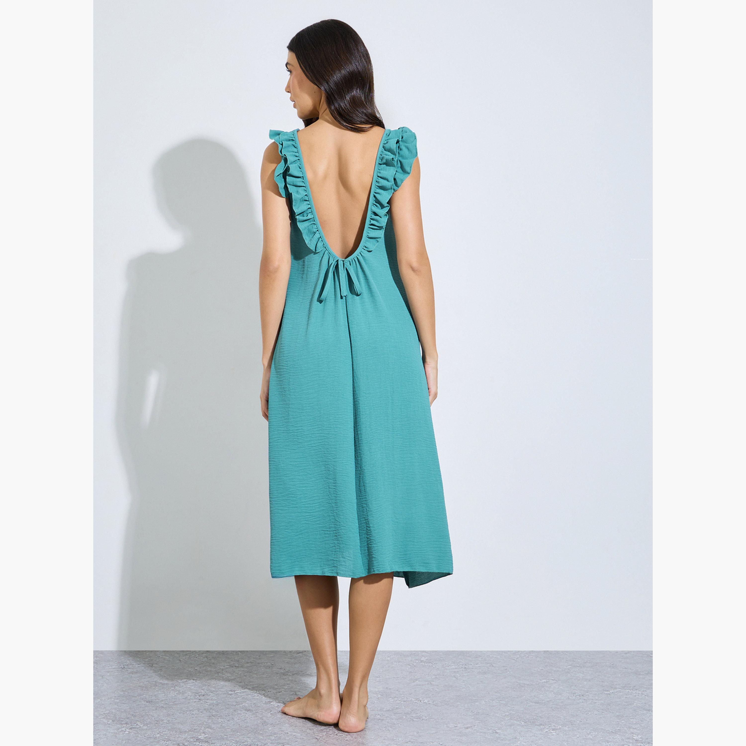 قميص نوم برباط خلفي وتفاصيل كشكشة-women-clothing-nightwear-nighties-image-4