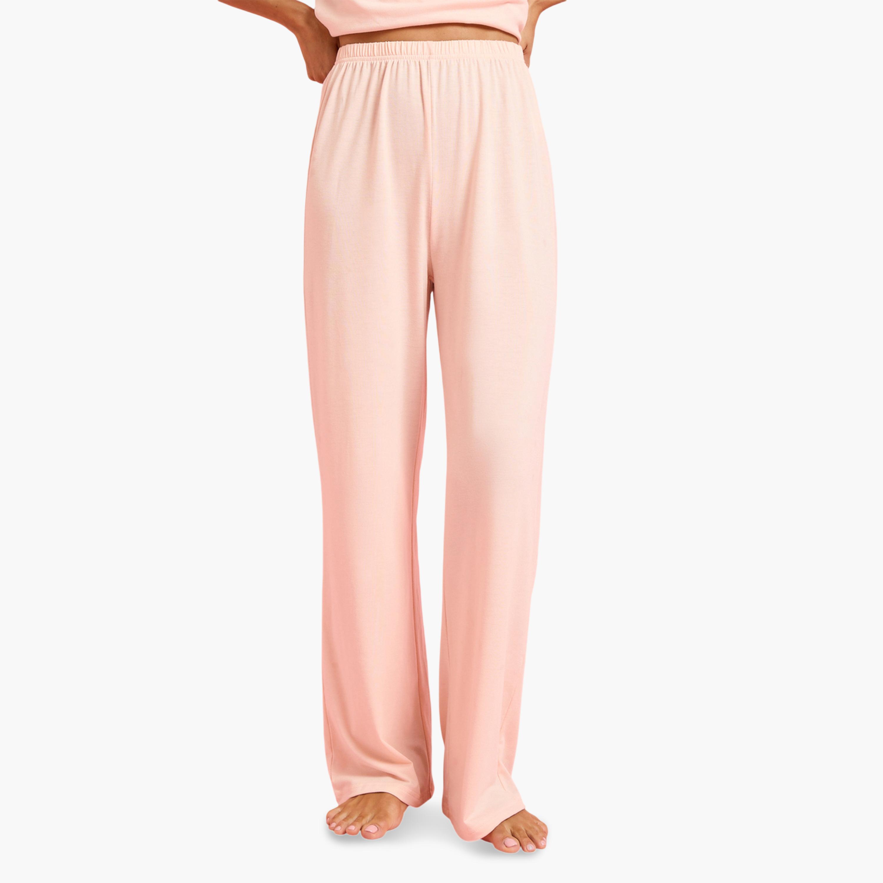 Styli Pink Button Detail Open Placket T-Shirt and Pyjama Set-women-clothing-nightwear-pyjamas-longsets-image-4