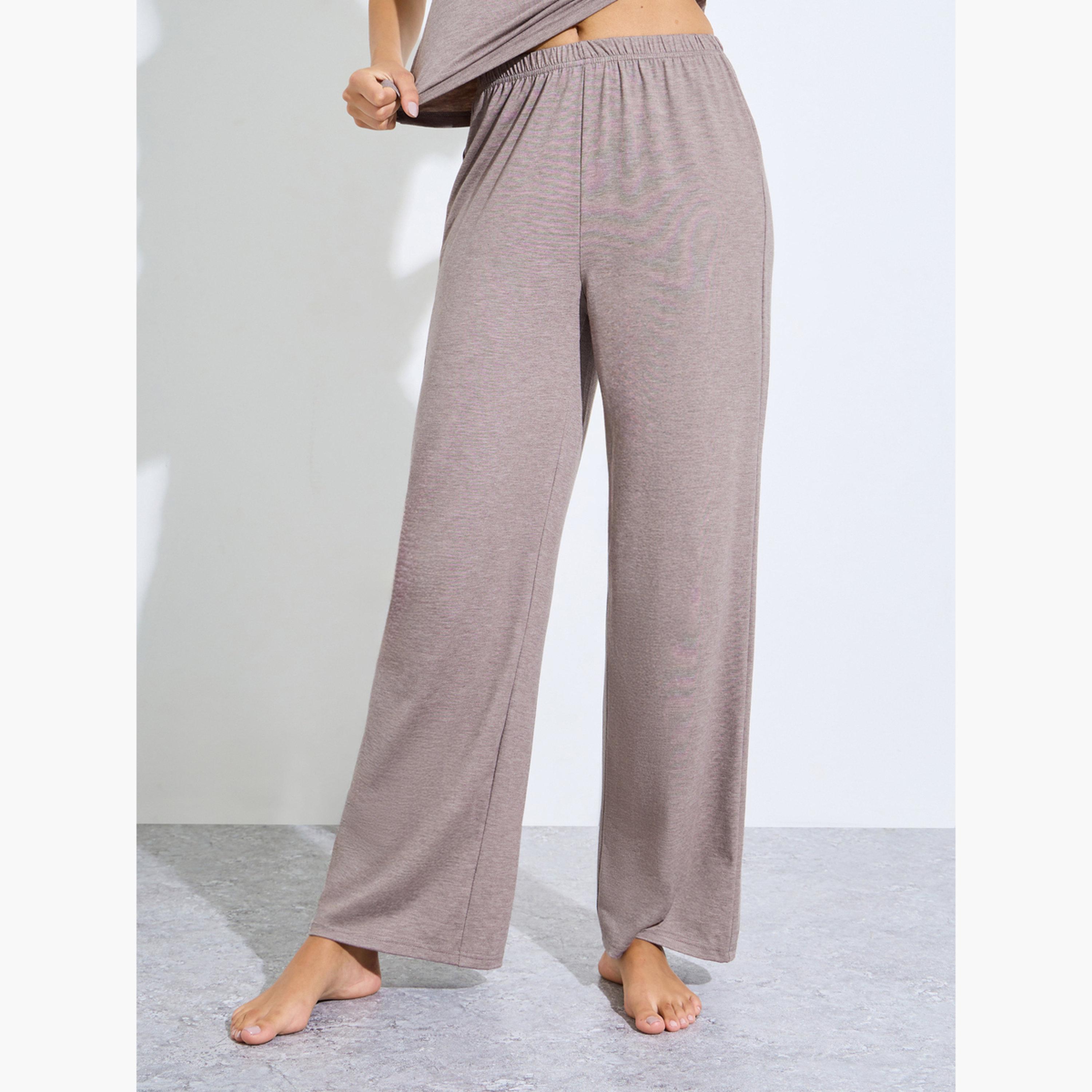 Styli Grey Ruched Button Placket Detail T-Shirt and Pyjama Set-women-clothing-nightwear-pyjamas-longsets-image-5