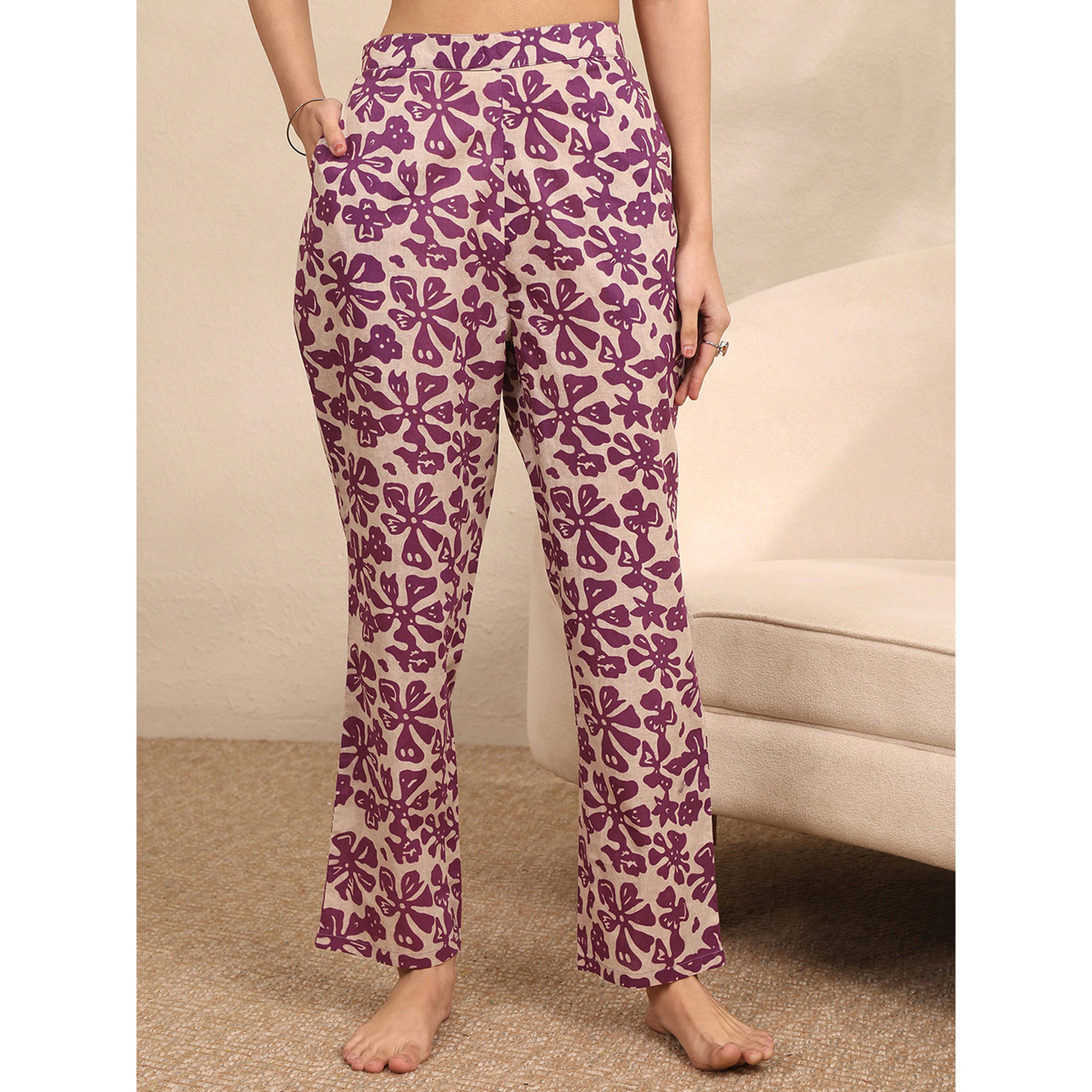 Libas X Styli Purple Floral Motif Print Kurti and Pants Set-women-clothing-coordsets-image-4