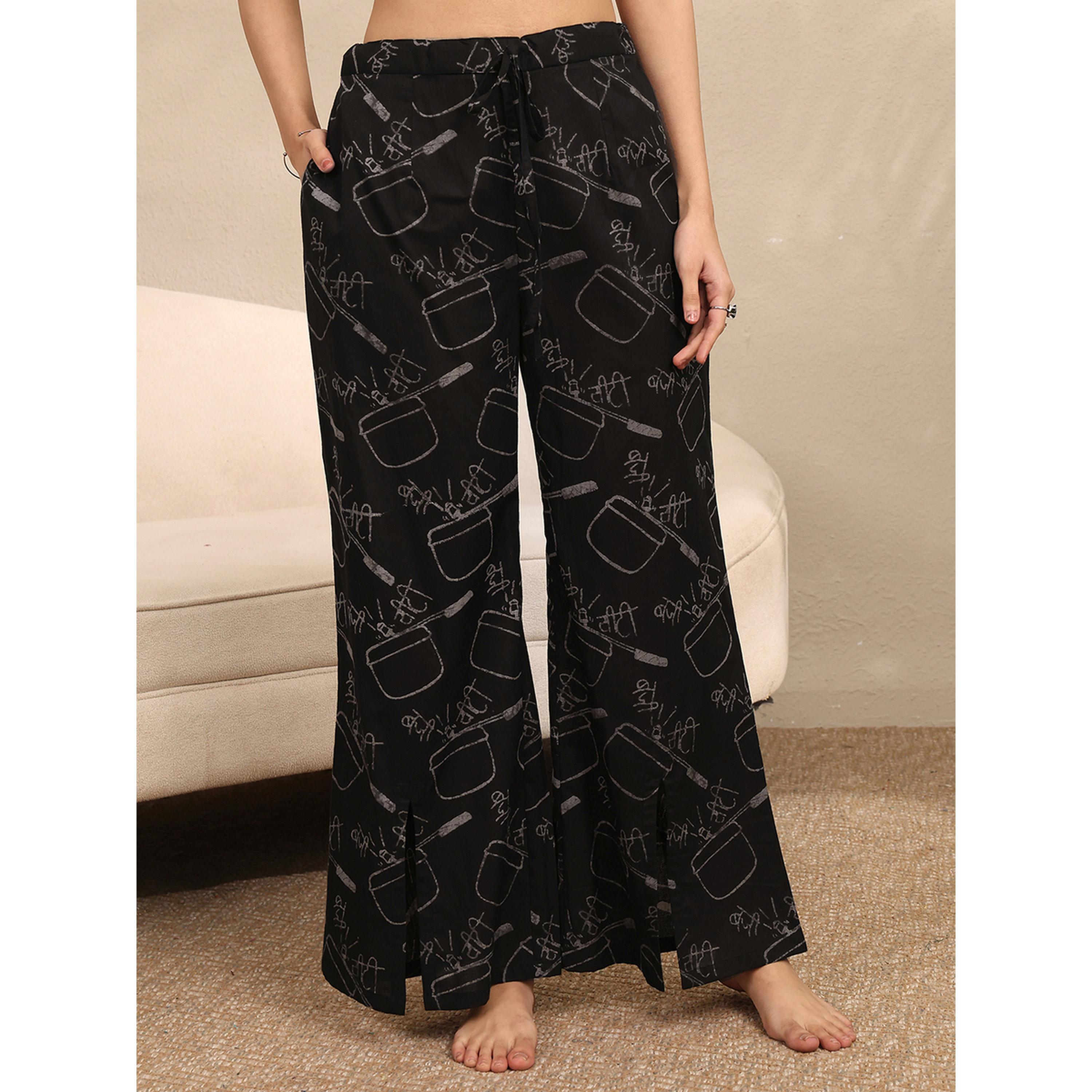 Libas X Styli Black All Over Print Cotton Top and Pants Set-women-clothing-coordsets-image-4