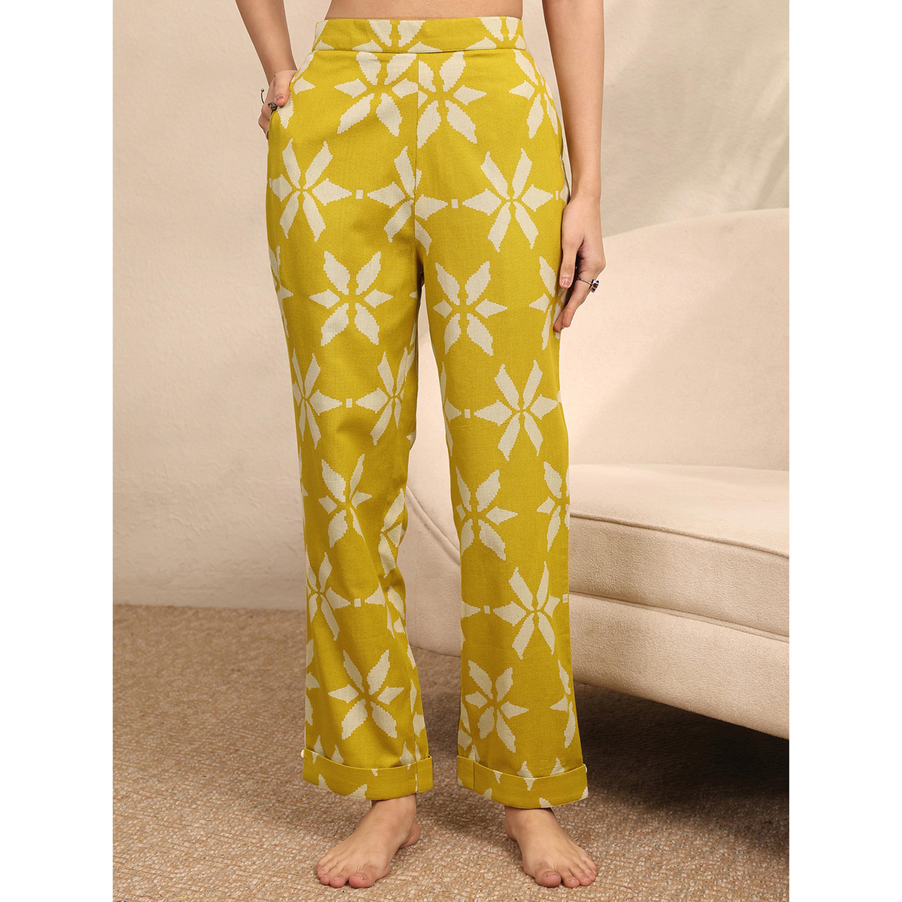 Libas X Styli Mustard Floral Print Shirt and Pants Set-women-clothing-coordsets-image-4