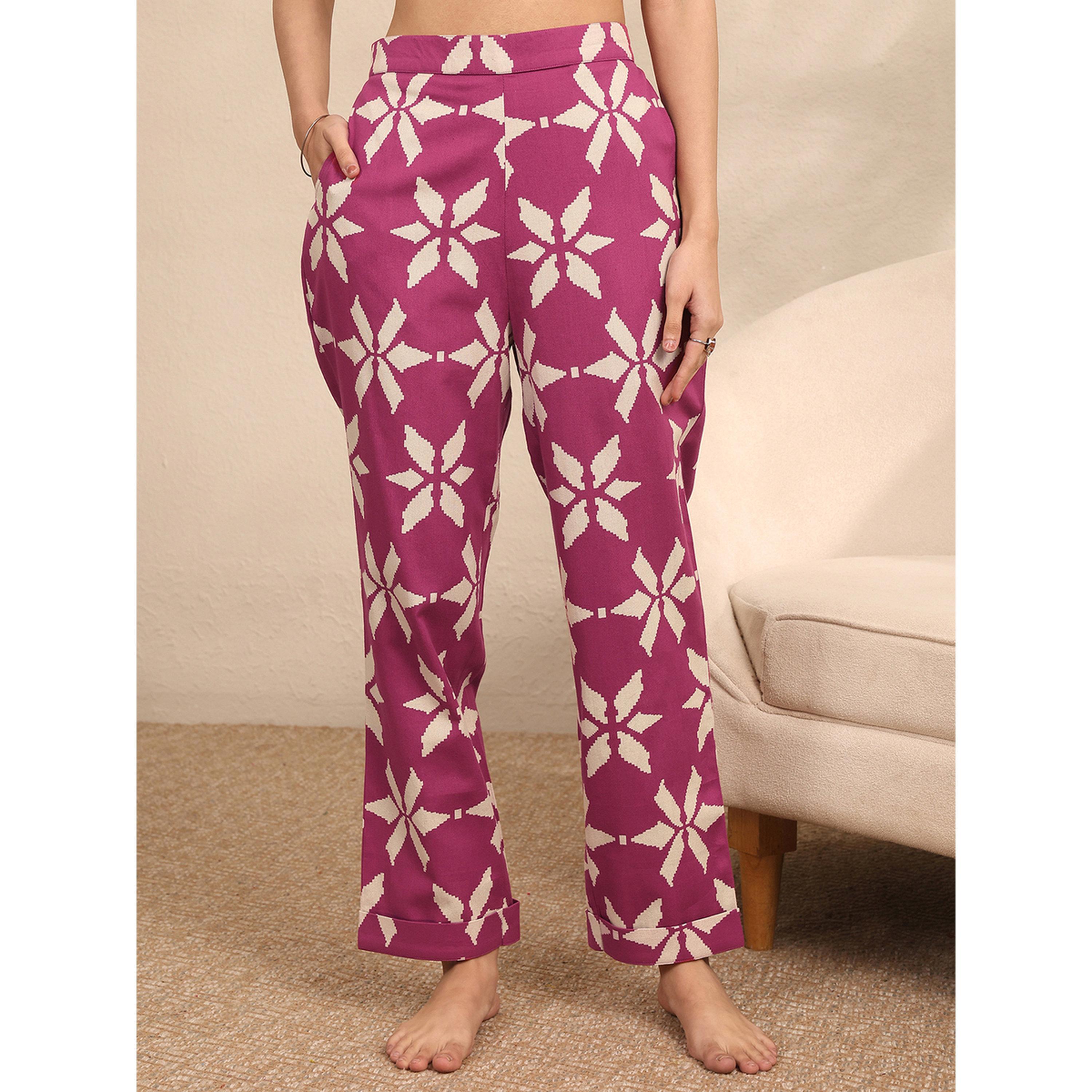 Libas X Styli Burgundy Floral Print Shirt and Pants Set-women-clothing-coordsets-image-4
