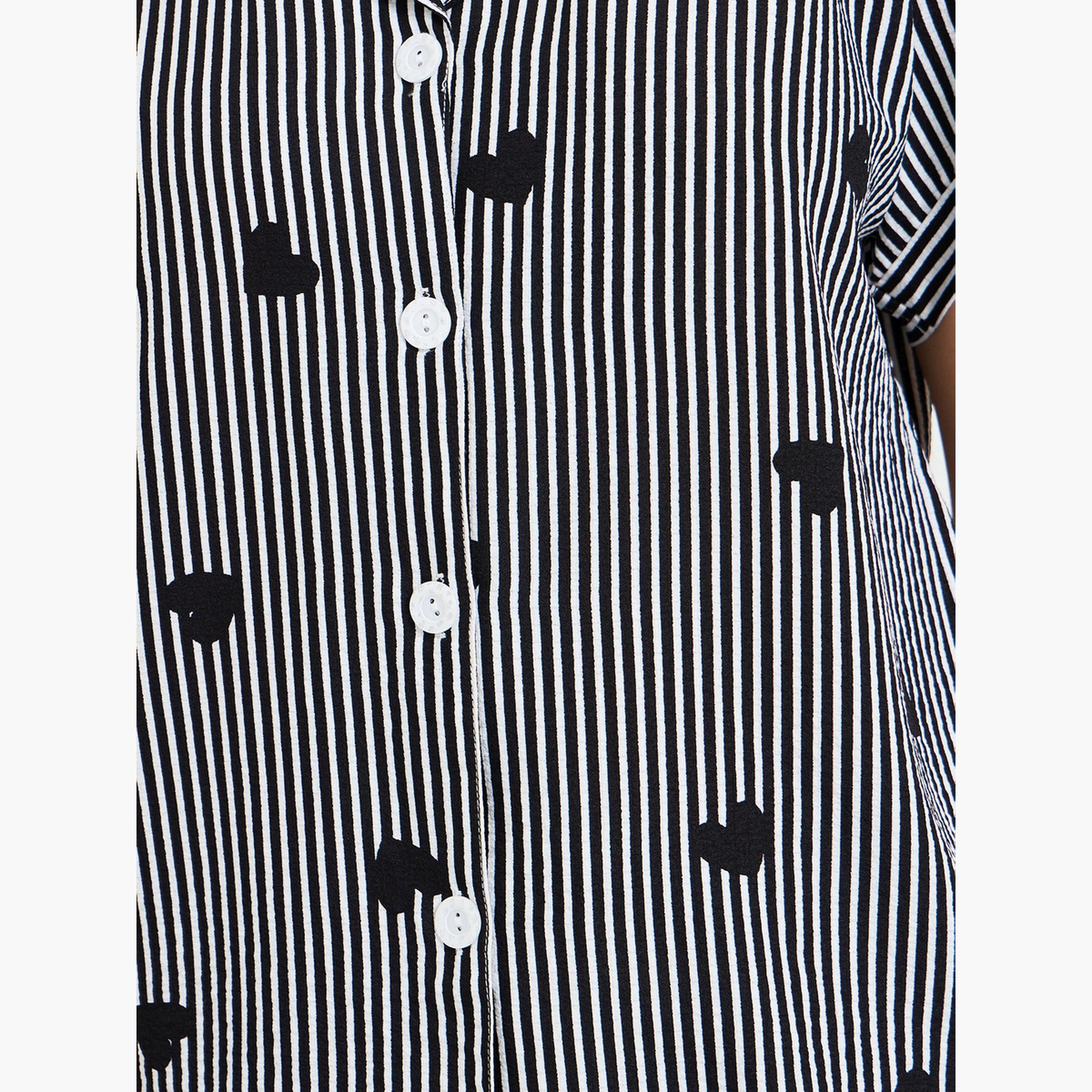 Styli Black Heart Striped Short Sleeve Shirt and Pyjama Set-women-clothing-nightwear-pyjamas-shortsets-image-6