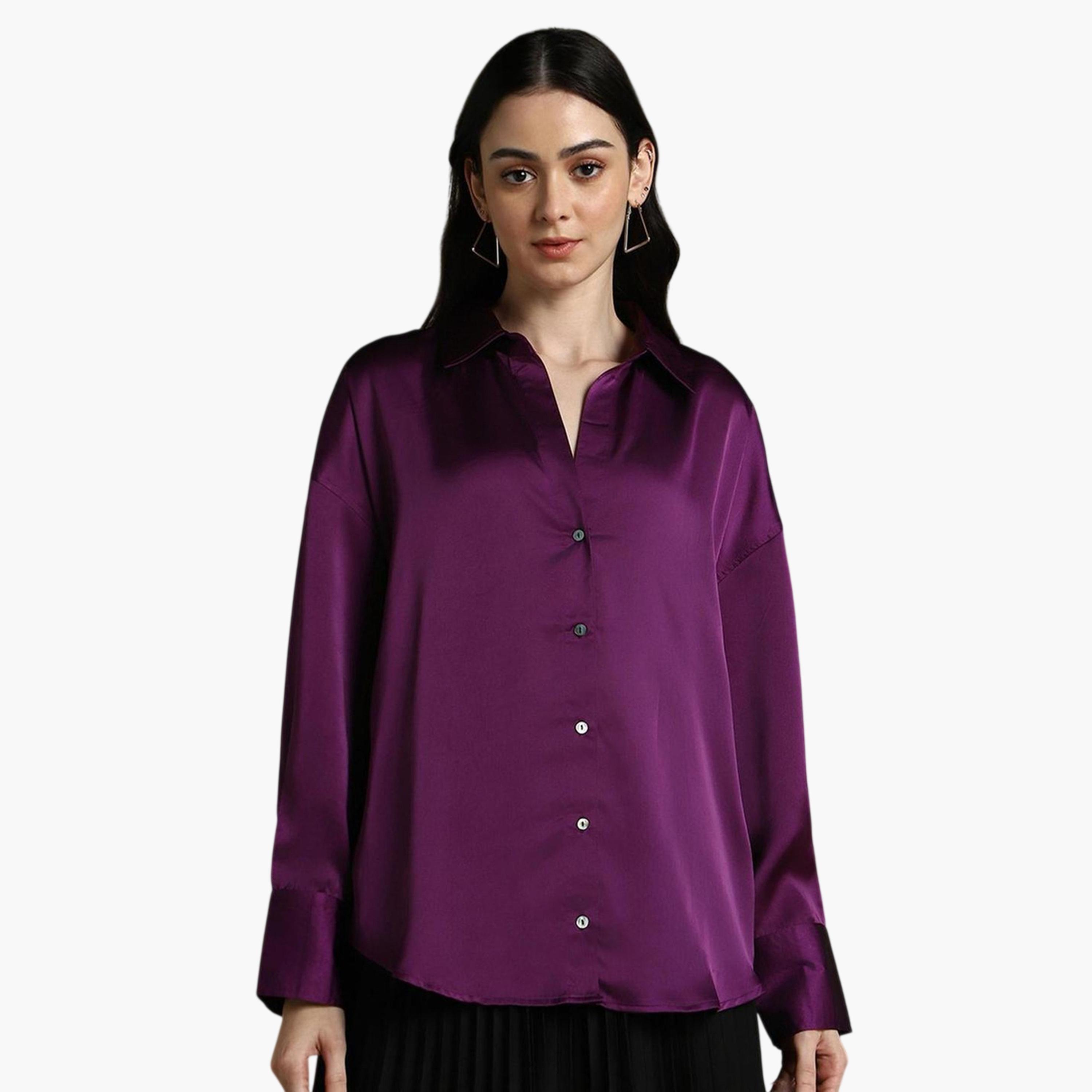 Dennis Lingo X Styli Purple Satin Relaxed Fit Shirt-women-clothing-shirtsandblouses-shirts-image-1