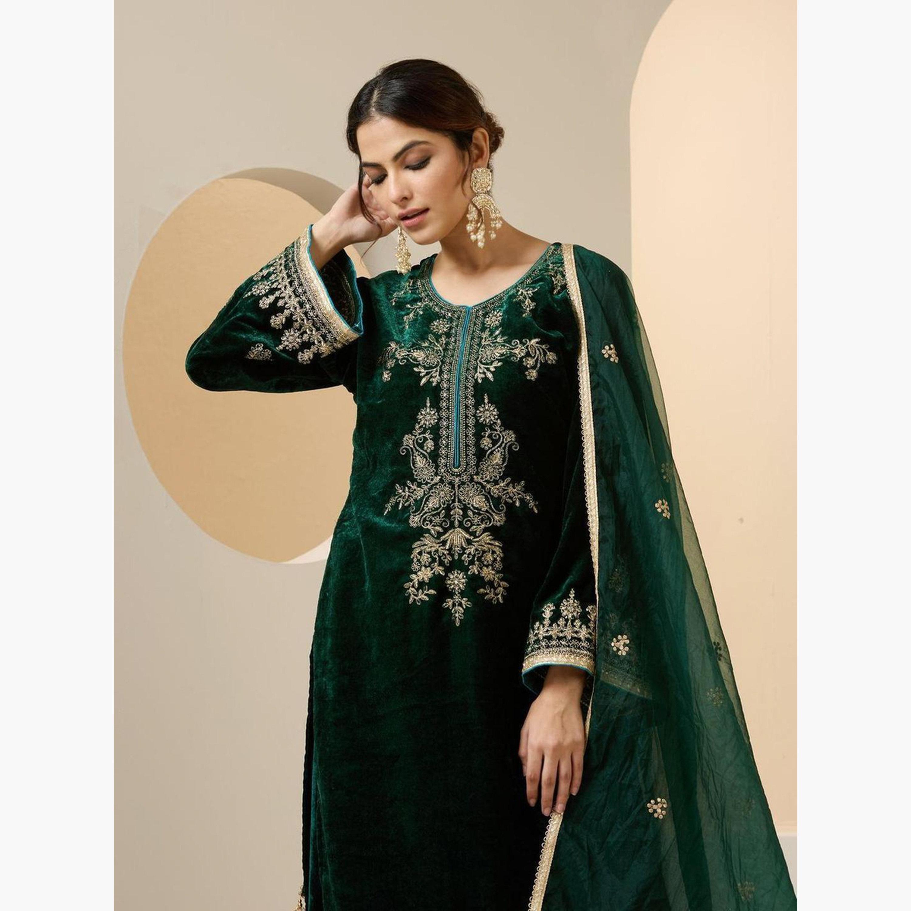 مجموعة من تونيك مطبوع وبنطال بالازو مع دوباتا-women-clothing-ethnicwear-kurtasets-image-2