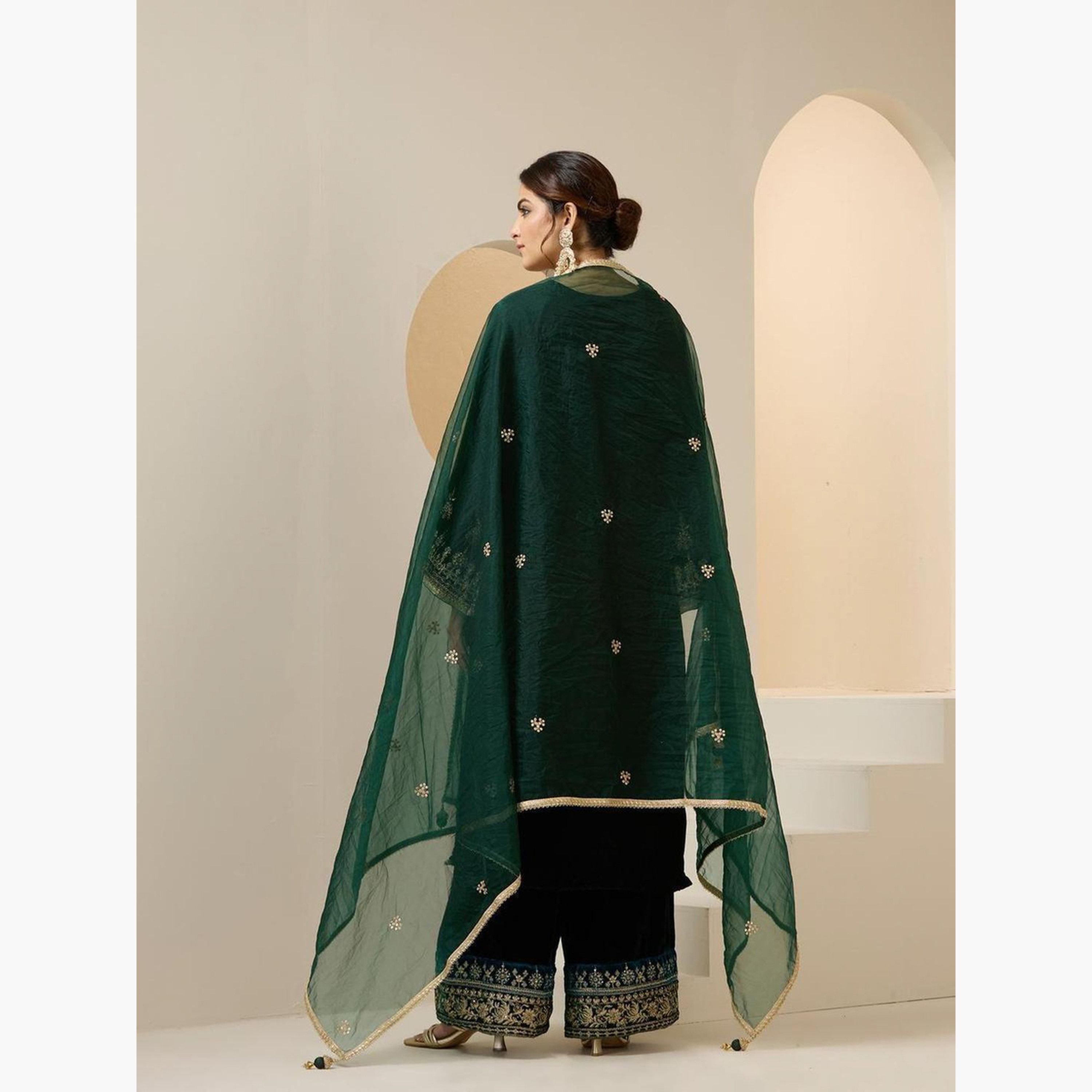 مجموعة من تونيك مطبوع وبنطال بالازو مع دوباتا-women-clothing-ethnicwear-kurtasets-image-3