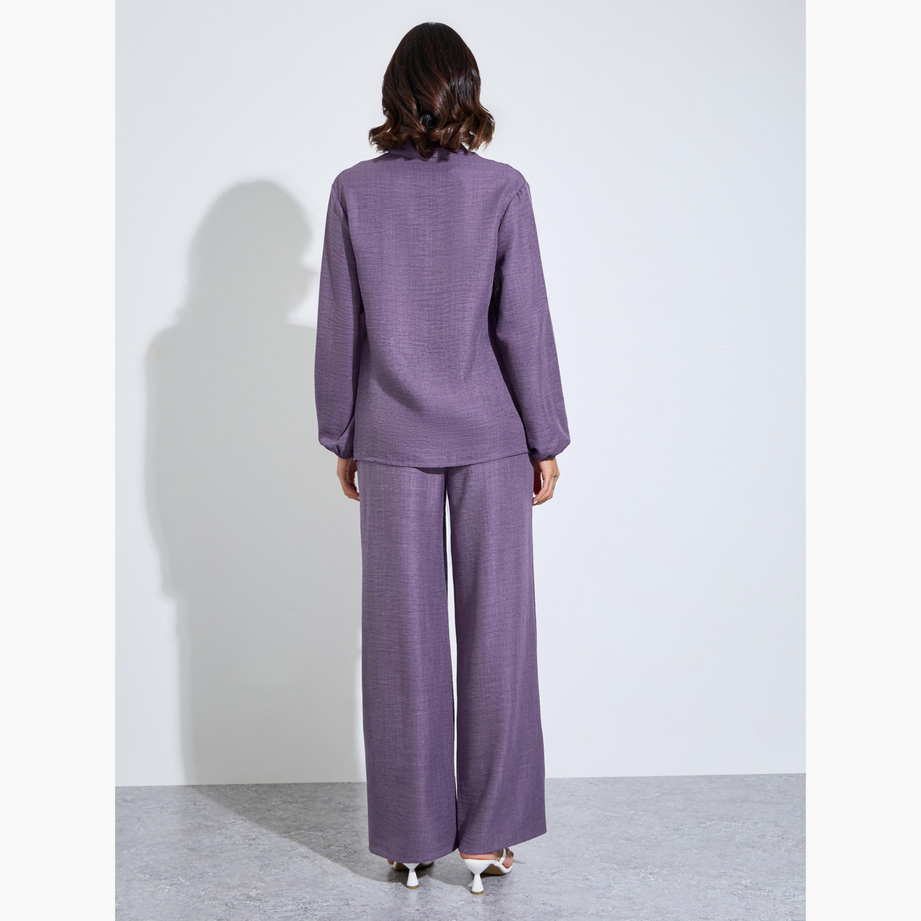 Amirah X Styli Purple Oversized Longline Top and Pants Modest Set-women-arabicclothing-sets-image-4