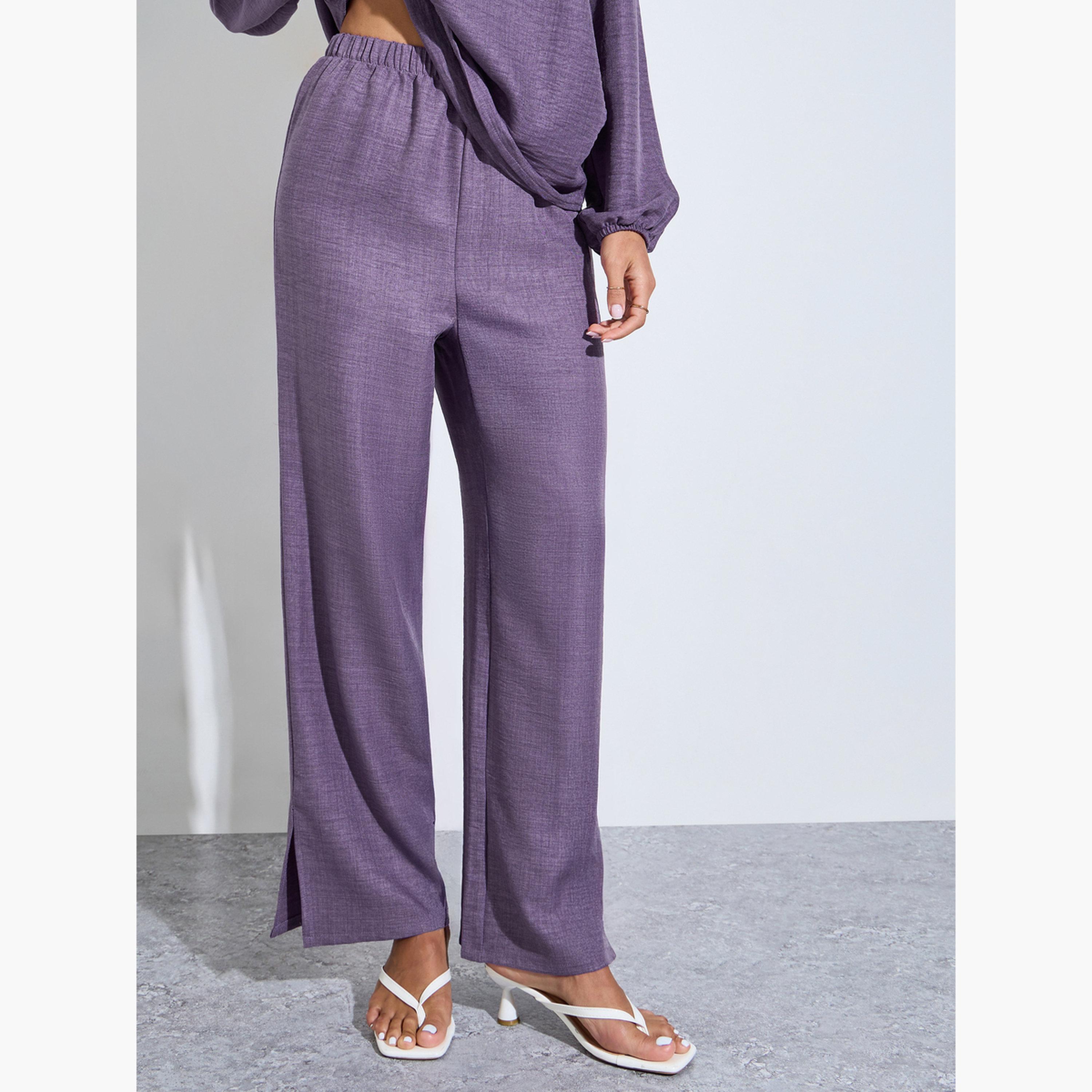 Amirah X Styli Purple Oversized Longline Top and Pants Modest Set-women-arabicclothing-sets-image-5