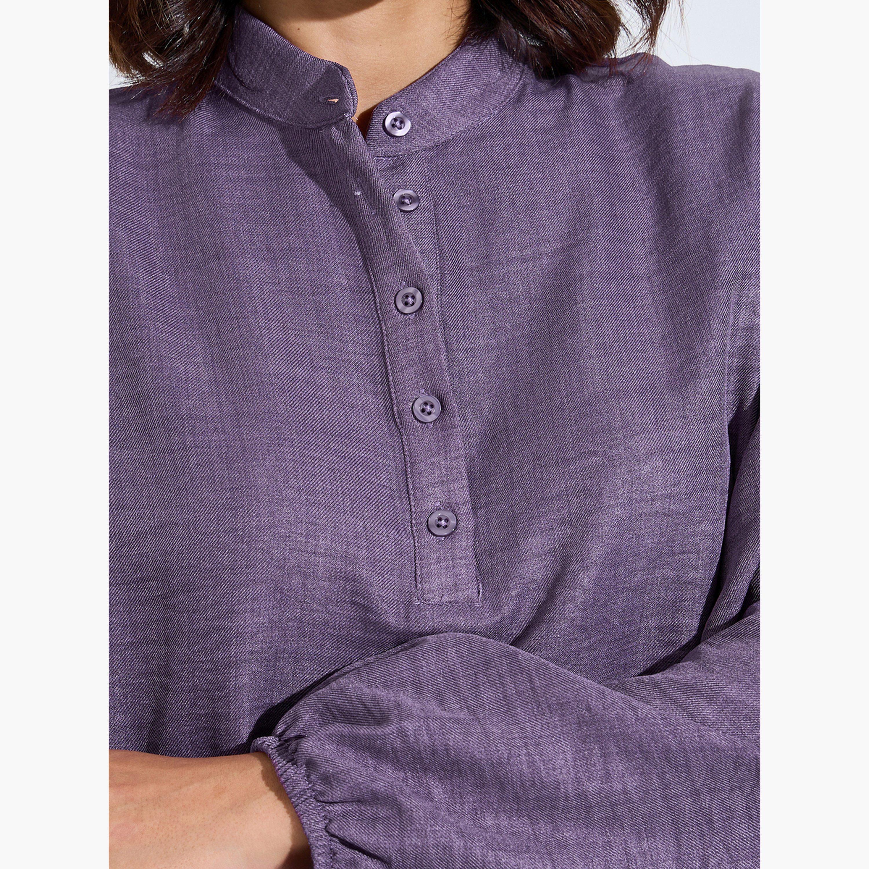 Amirah X Styli Purple Oversized Longline Top and Pants Modest Set-women-arabicclothing-sets-image-6