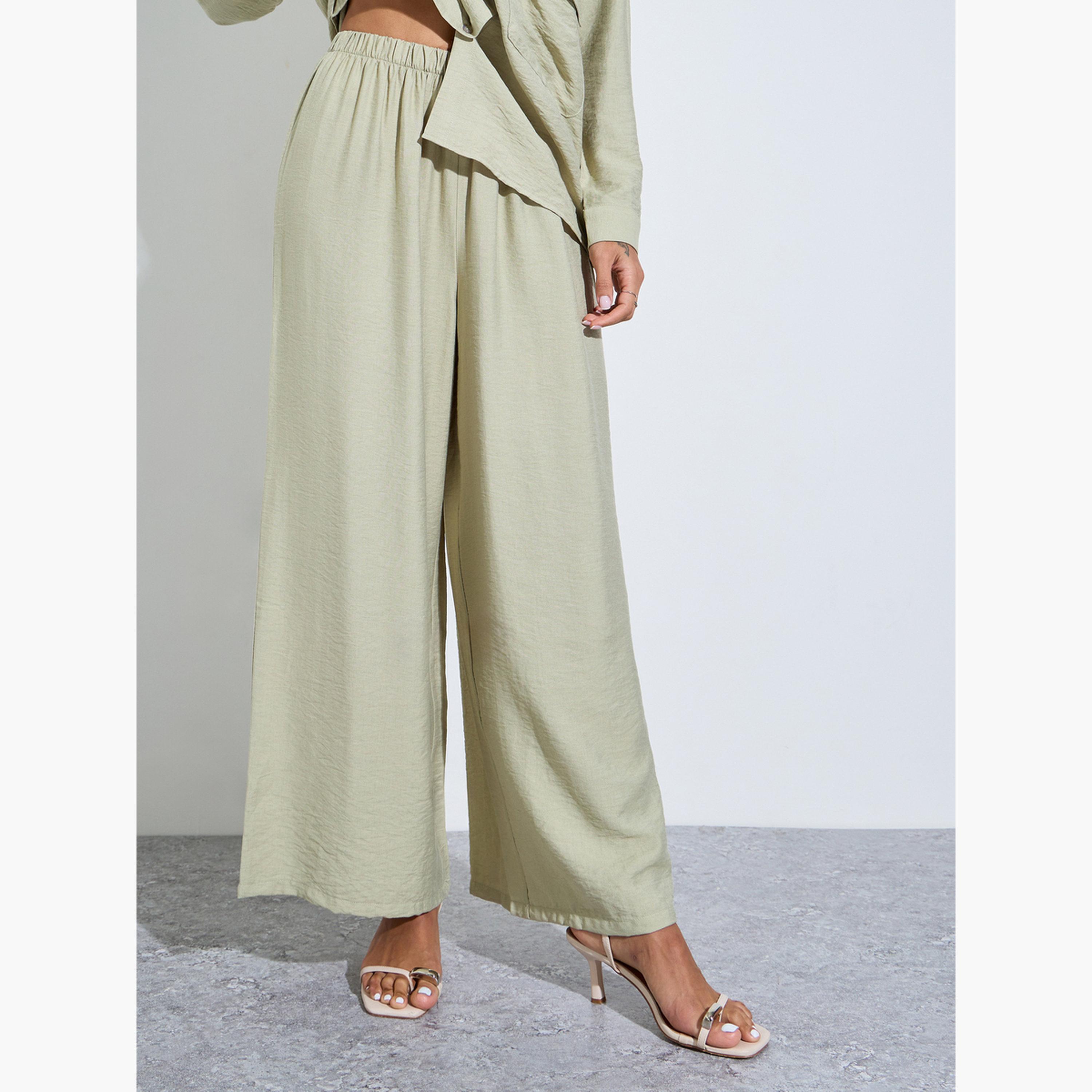 Amirah X Styli Green Oversized Shirt and Wide Leg Pants Modest Set-women-arabicclothing-sets-image-5