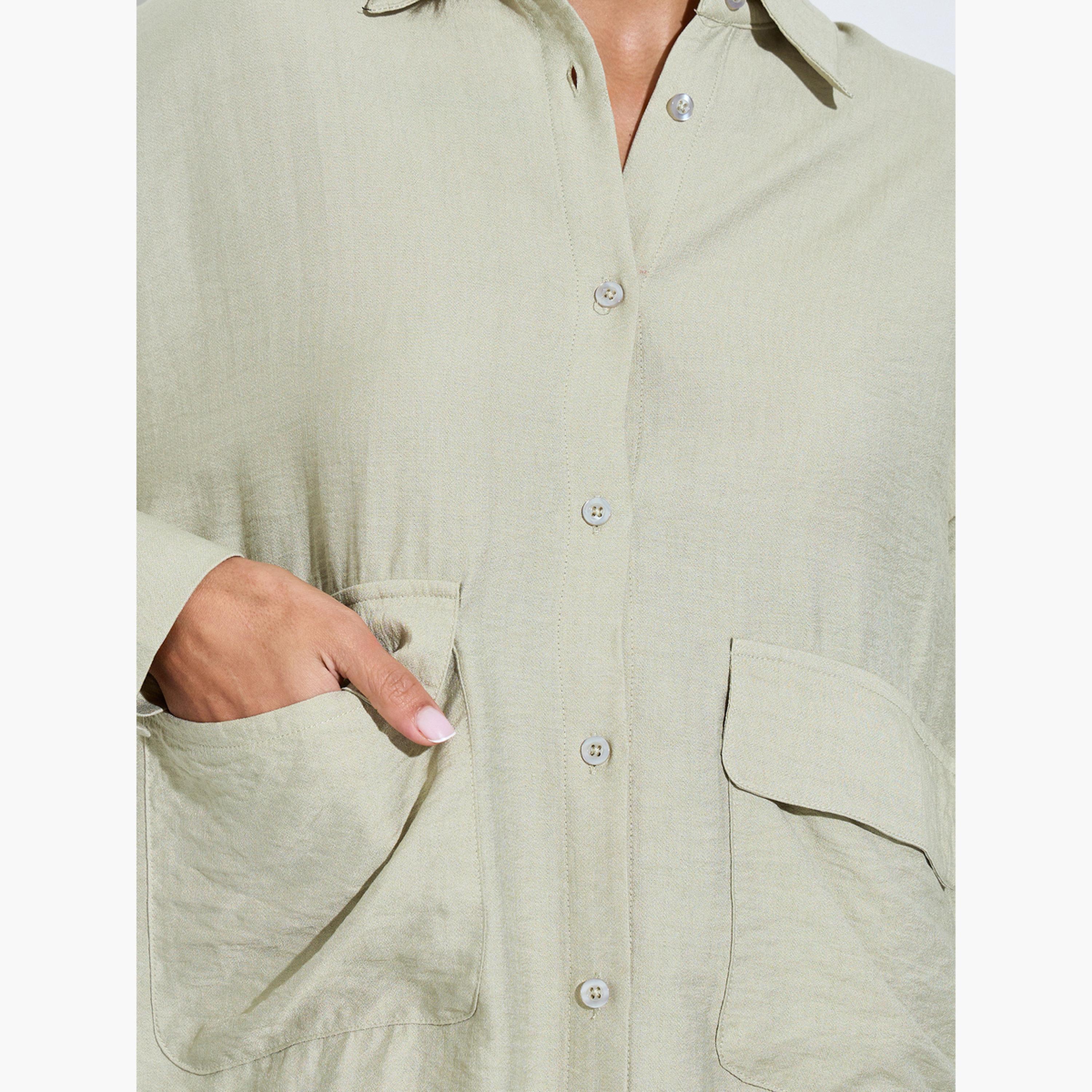 Amirah X Styli Green Oversized Shirt and Wide Leg Pants Modest Set-women-arabicclothing-sets-image-6