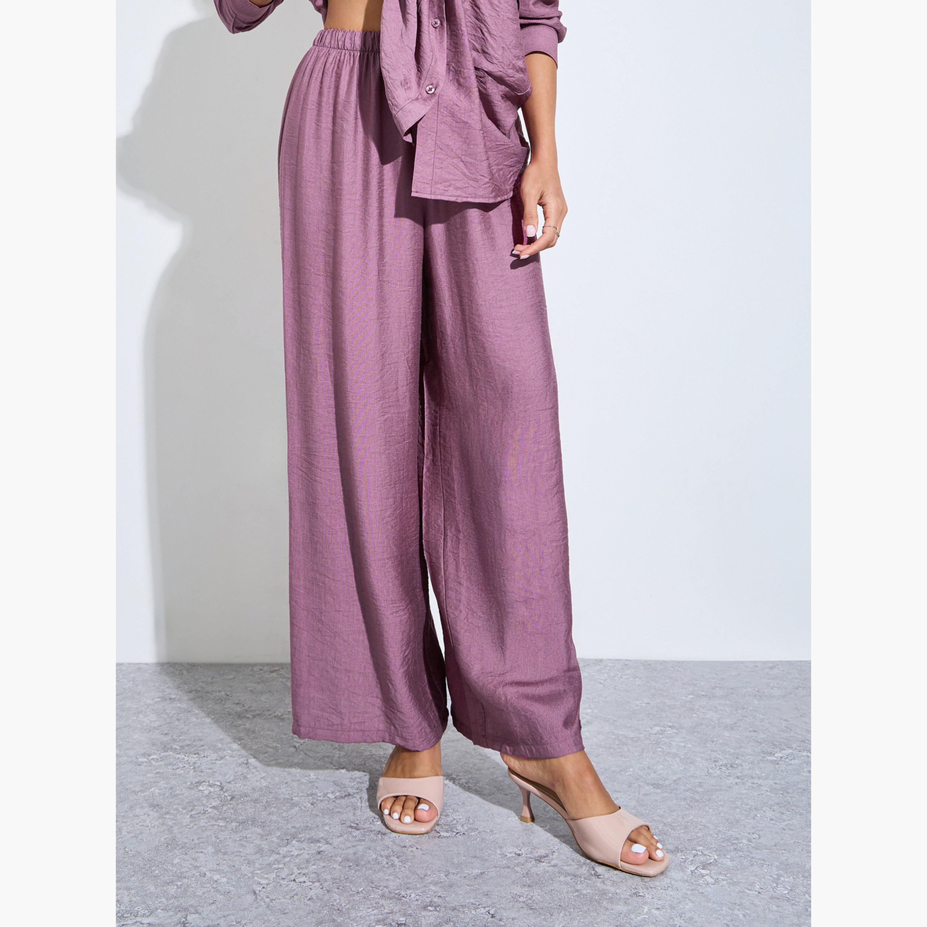 Amirah X Styli Purple Oversized Shirt and Wide Leg Pants Modest Set-women-arabicclothing-sets-image-5