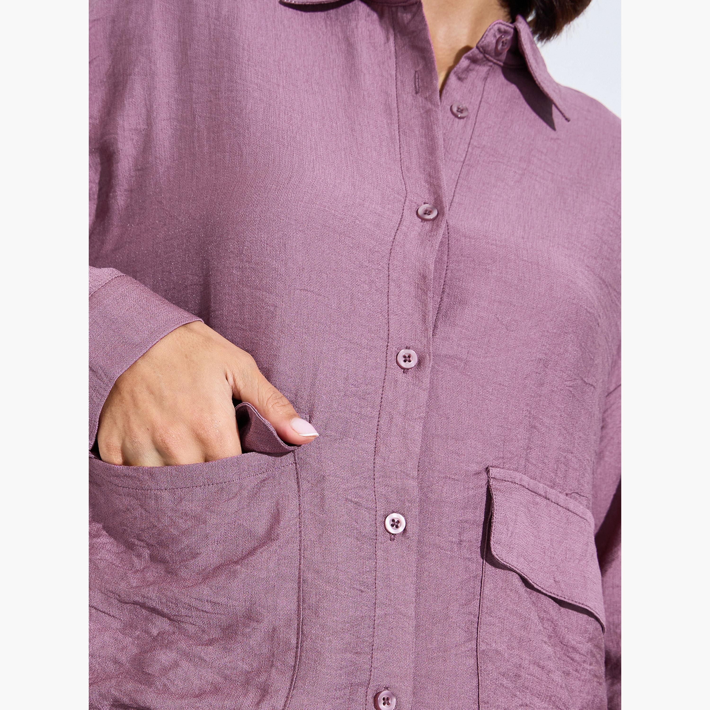 Amirah X Styli Purple Oversized Shirt and Wide Leg Pants Modest Set-women-arabicclothing-sets-image-6