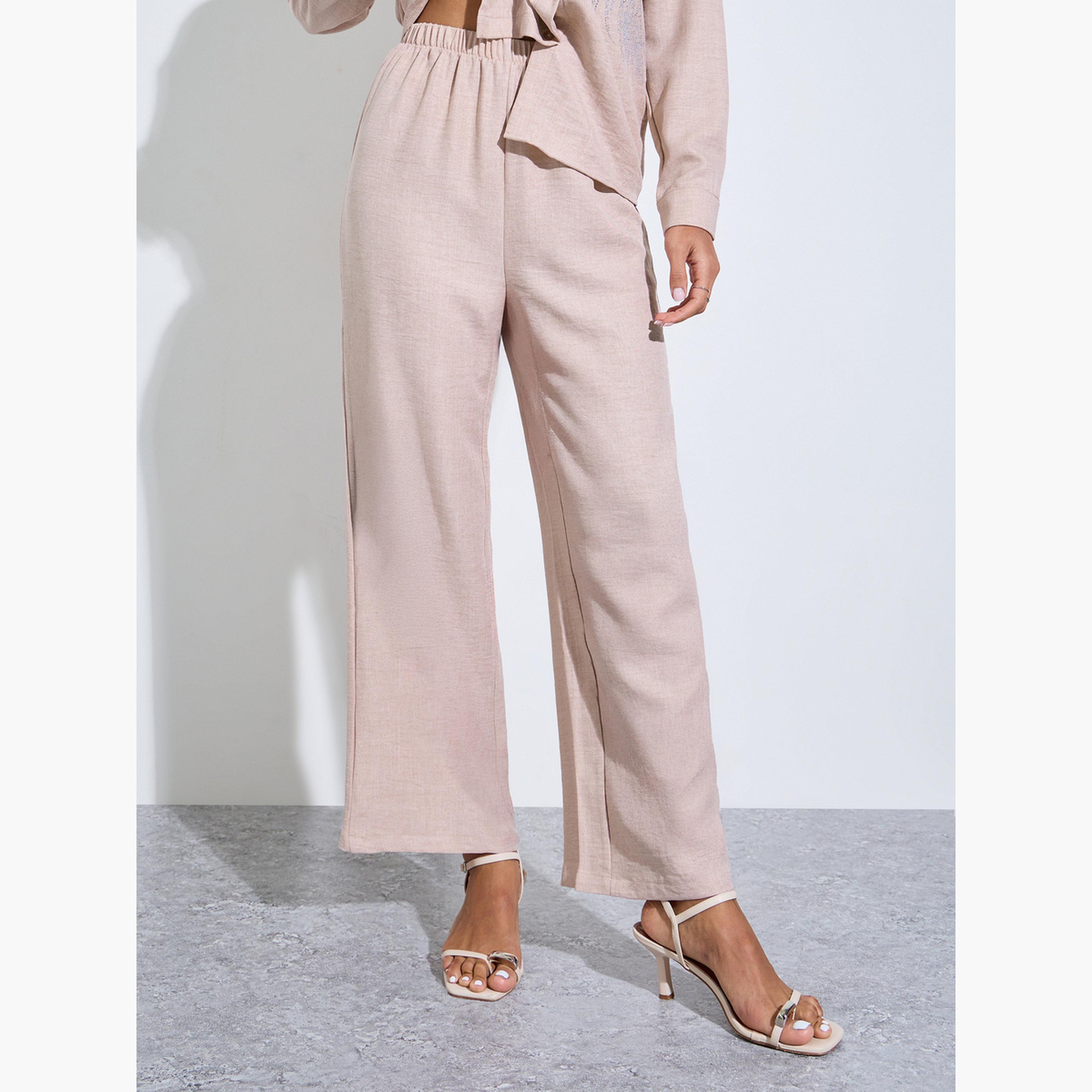 Amirah X Styli Beige Relaxed Shirt and Straight Leg Pants Modest Set-women-arabicclothing-sets-image-5