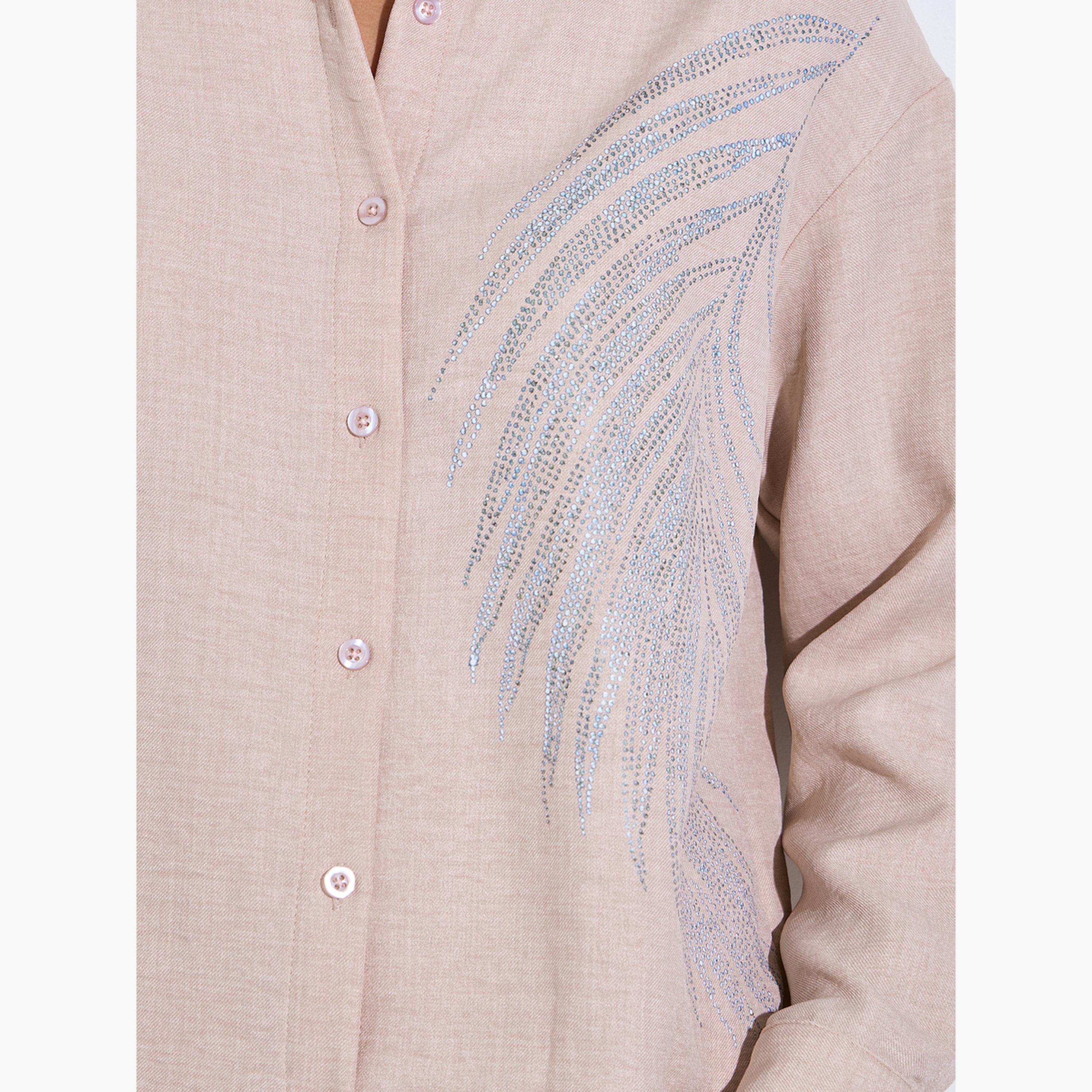 Amirah X Styli Beige Relaxed Shirt and Straight Leg Pants Modest Set-women-arabicclothing-sets-image-6